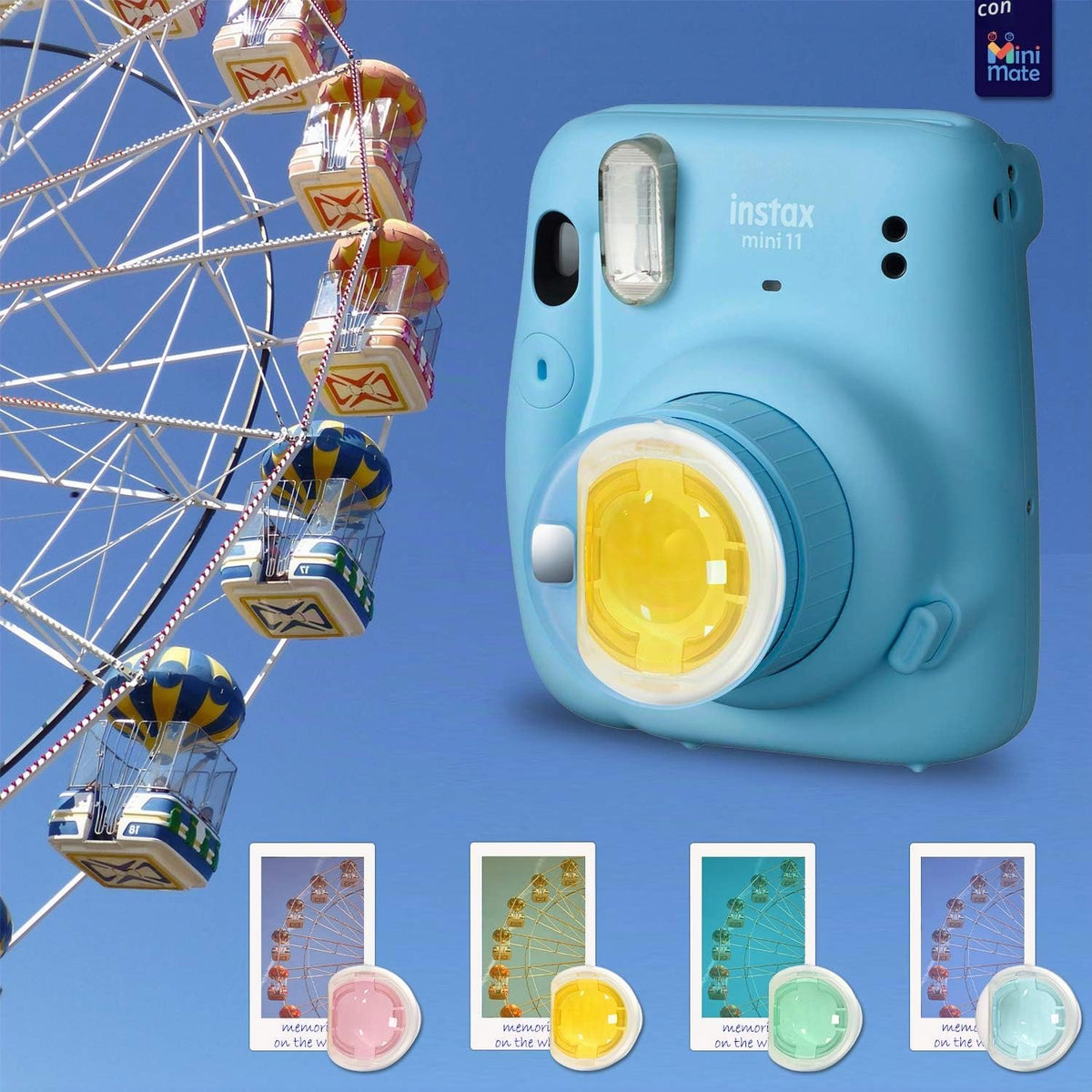 Fujifilm Cámara instantánea Instax Mini 11 azul cielo + paquete de...