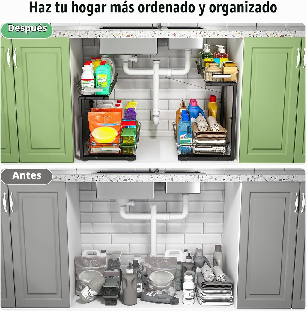 ARSTPEOE Paquete de 2 organizadores y almacenamiento deslizantes do...