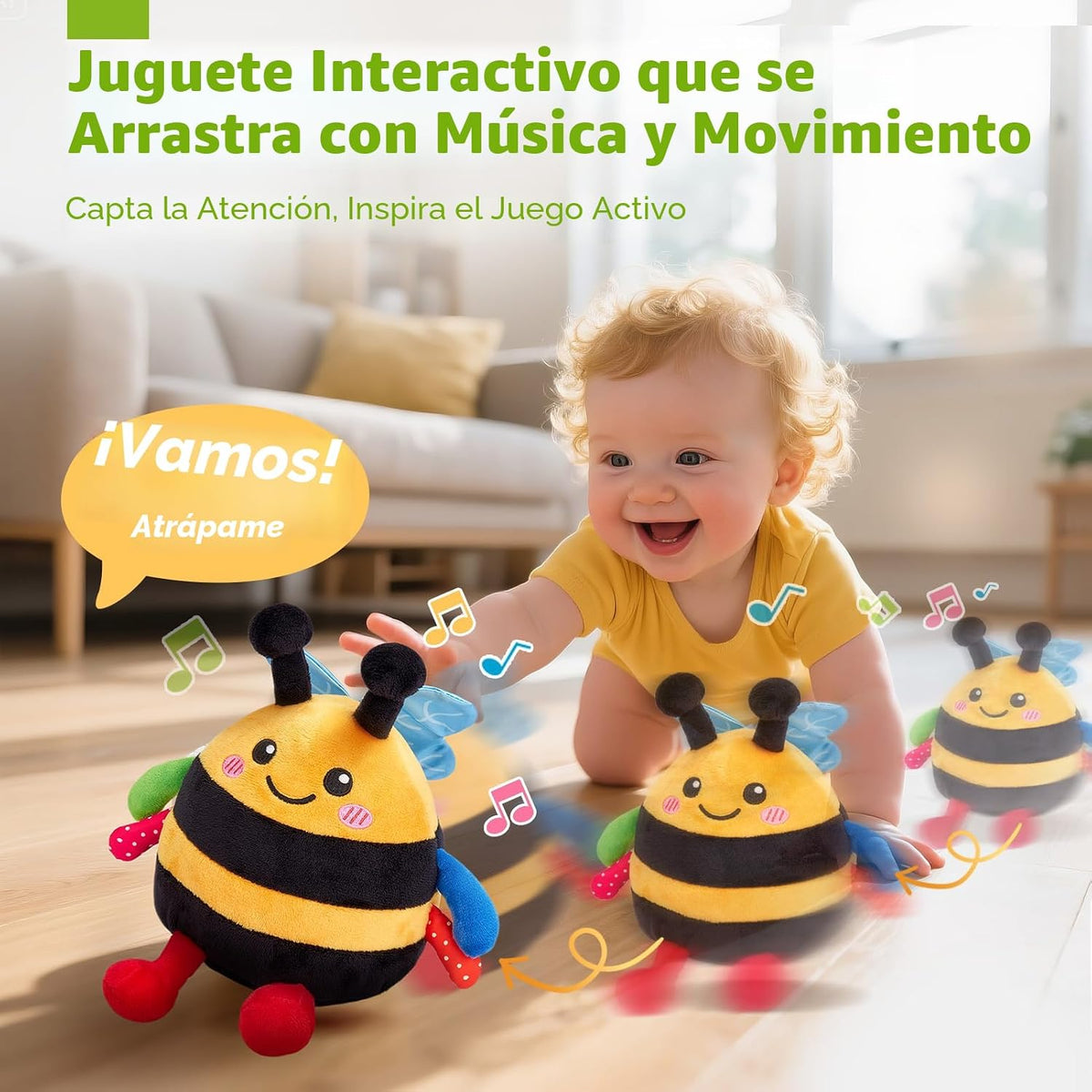 hahaland Juguete musical que rebota la abeja de la felpa que rebota...