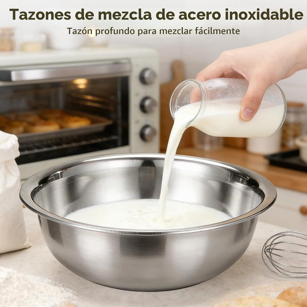 FELISTORY 4 cuencos de acero inoxidable para mezclar, 13 x 3.5 pulg...