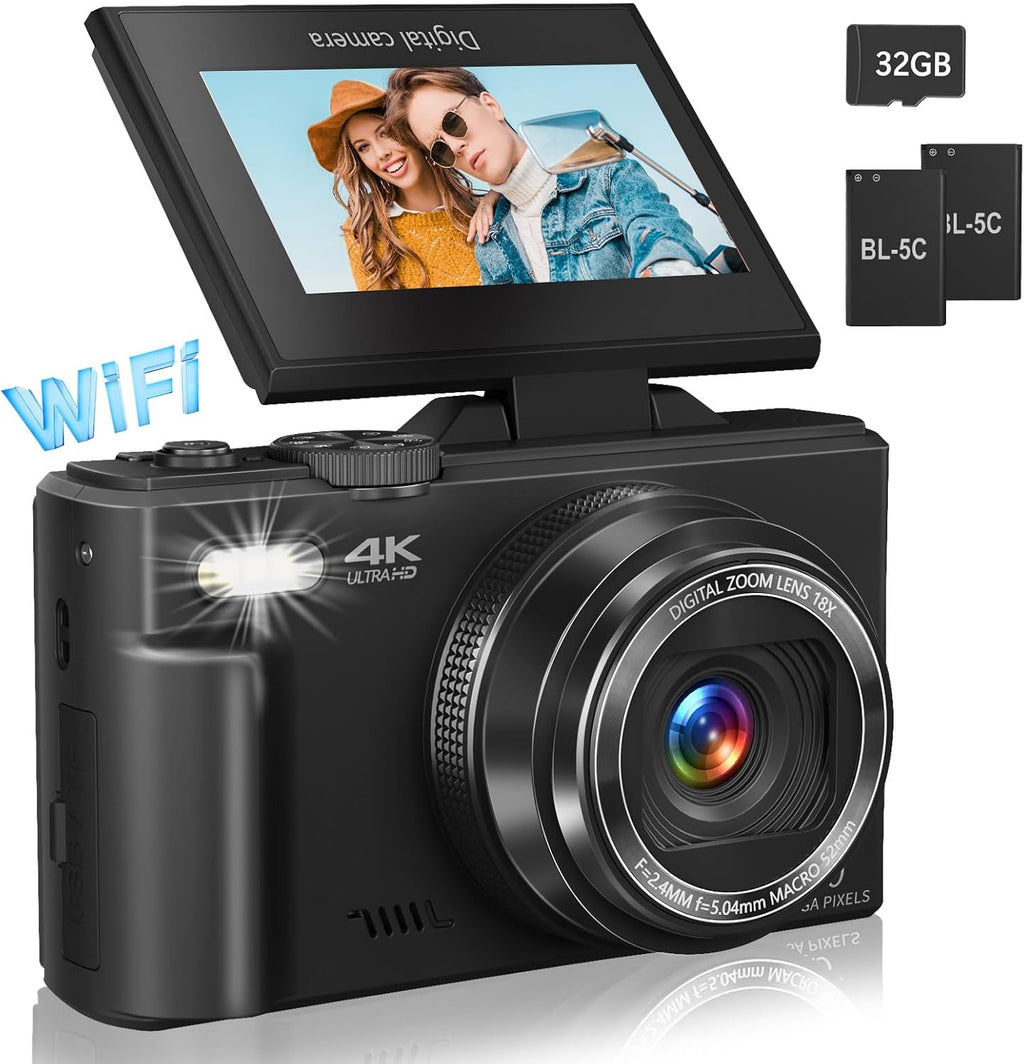 Cámara digital para fotografía, cámara de vlogging 4K para YouTube...