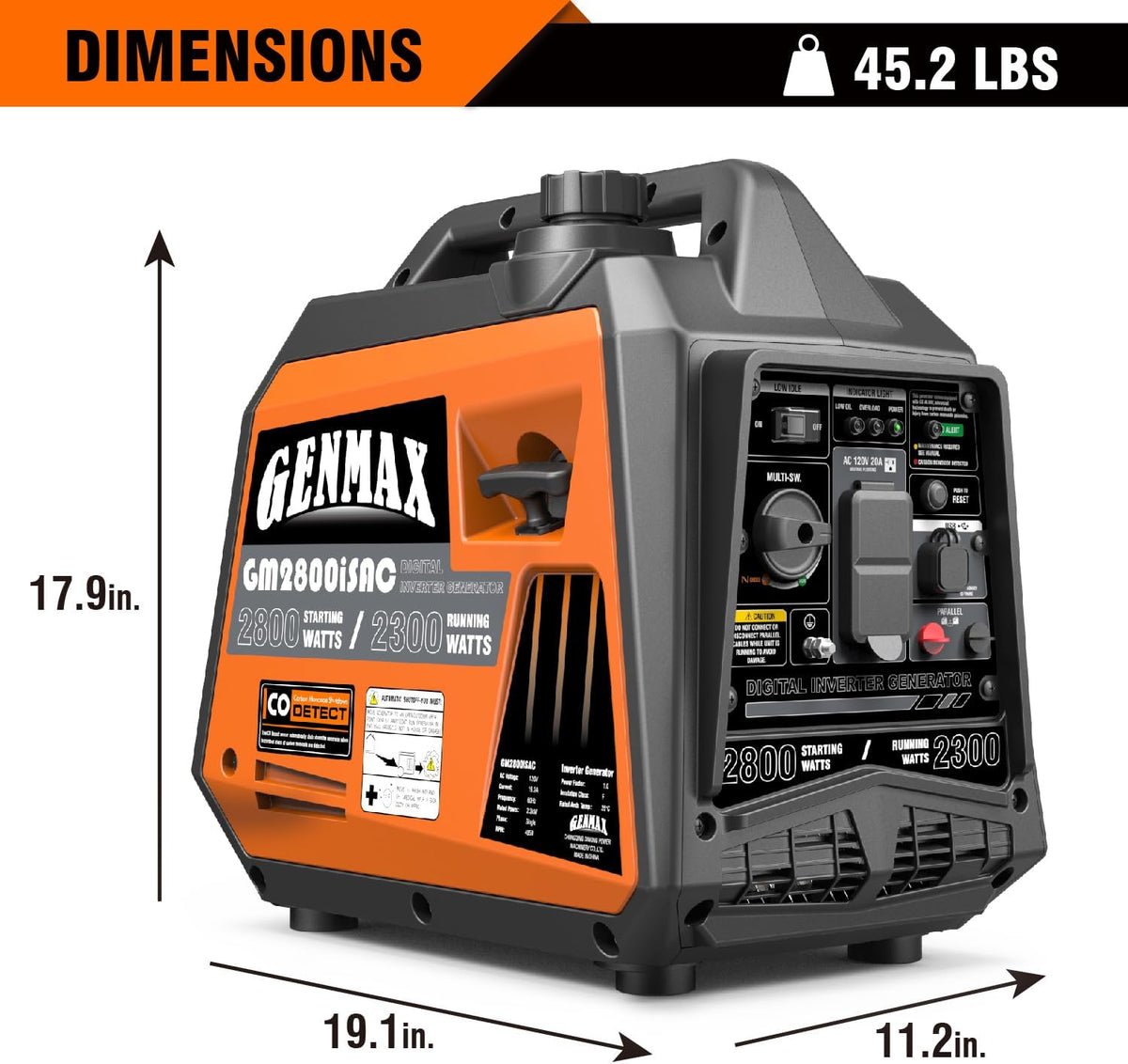 Generador portátil GENMAX, motor de gas ultrasilencioso de 2800 W,...