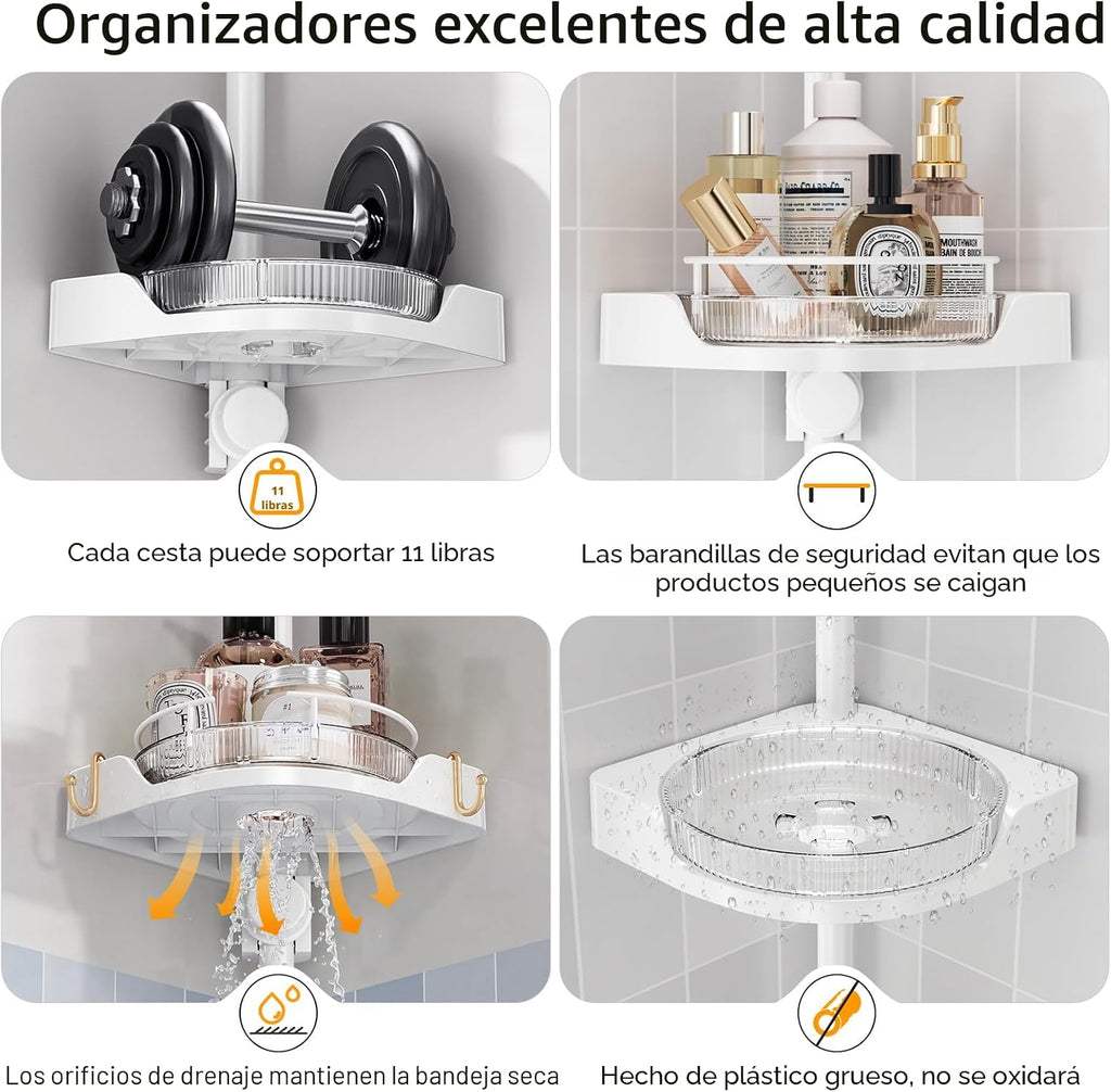 shuang qing Organizador de esquina para ducha con poste de tensión...