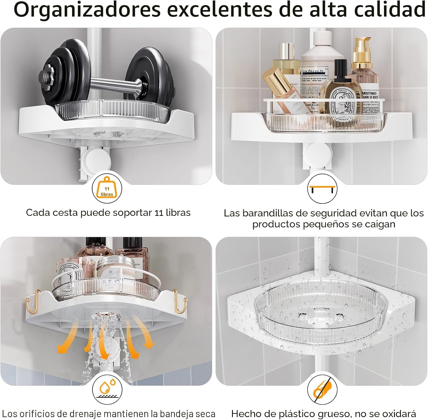 shuang qing Organizador de esquina para ducha con poste de tensión...