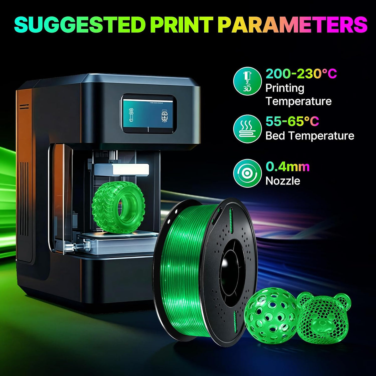 Colourbing Filamento flexible de TPU 95A para impresora 3D, suave y...