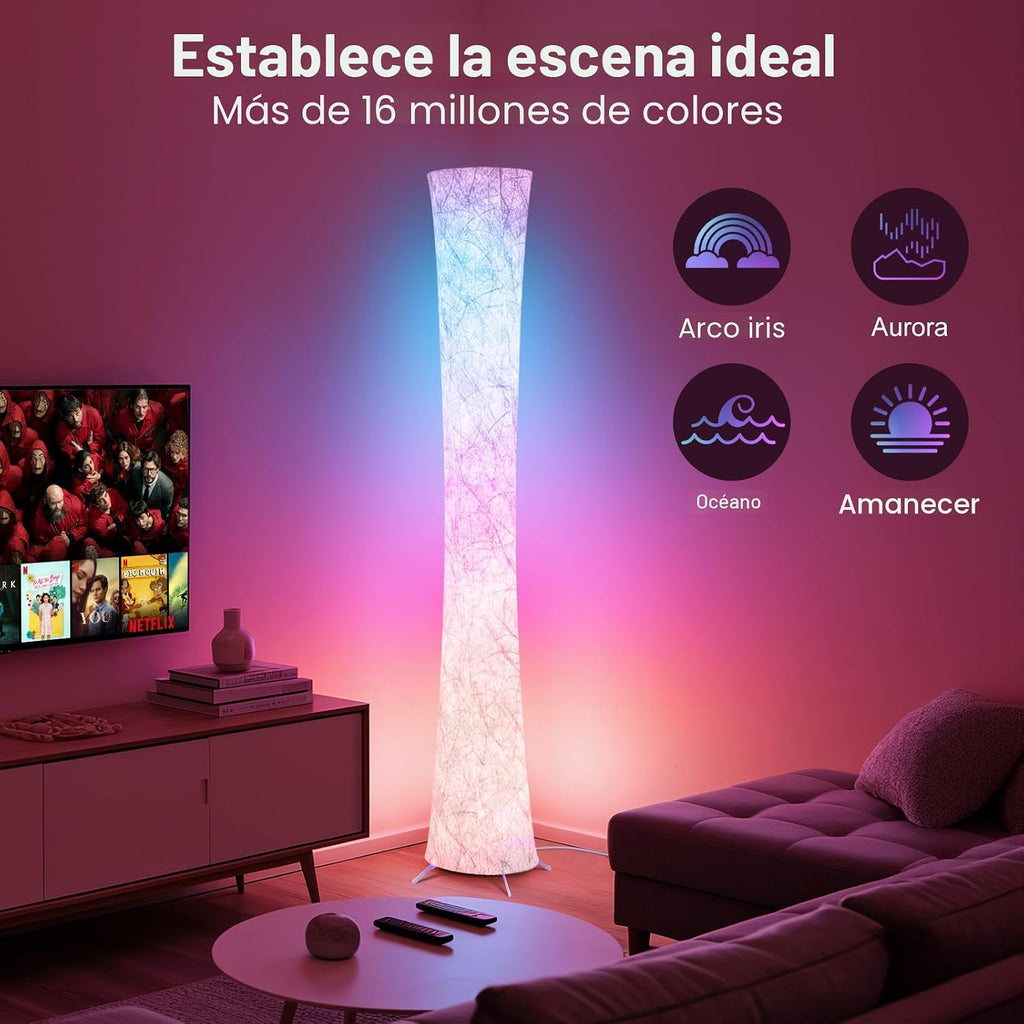 WORLD WIN Lámpara de pie, lámpara de esquina LED RGB inteligente de...