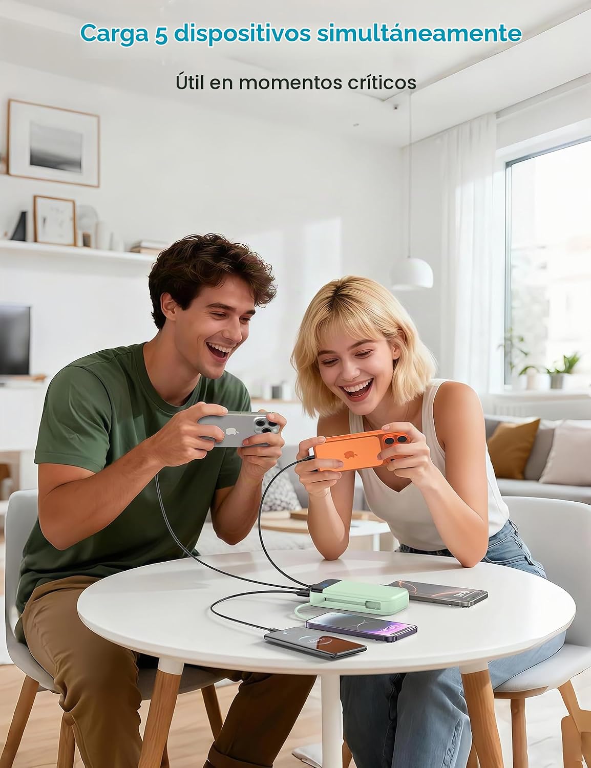 Banco de baterías para teléfono 32000 mAh 22,5 W con cables integra...