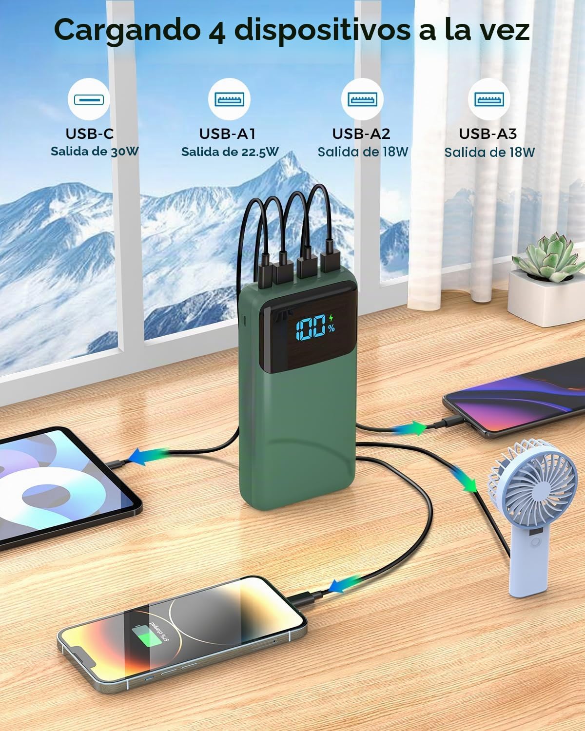 Cargador portátil Power Bank 50000mAh, PD 30W y QC 4.0 Carga rápida...