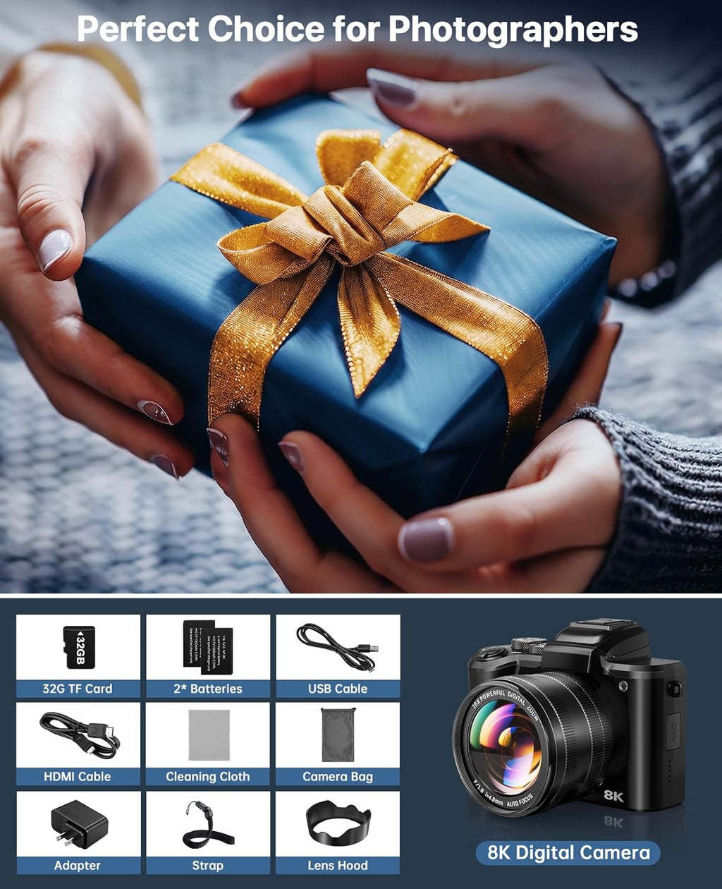 Cámaras digitales 8K para fotografía, enfoque automático 2026 88MP...