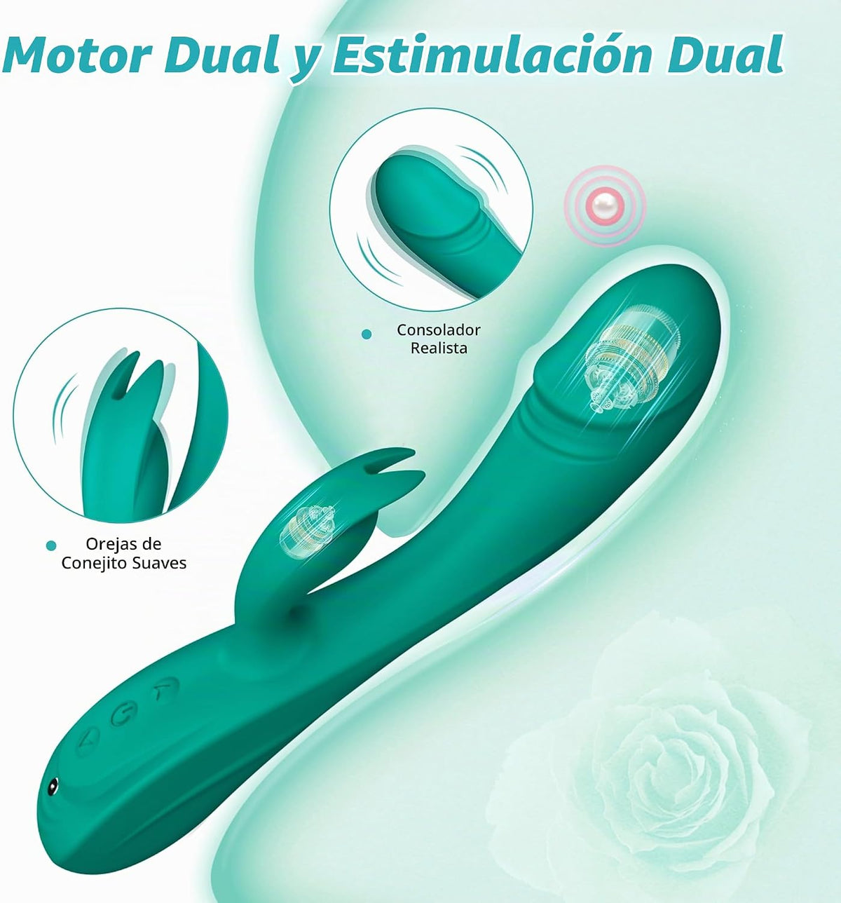 Juguetes sexuales con vibrador de punto G de conejo, 7 x 7 modos de...