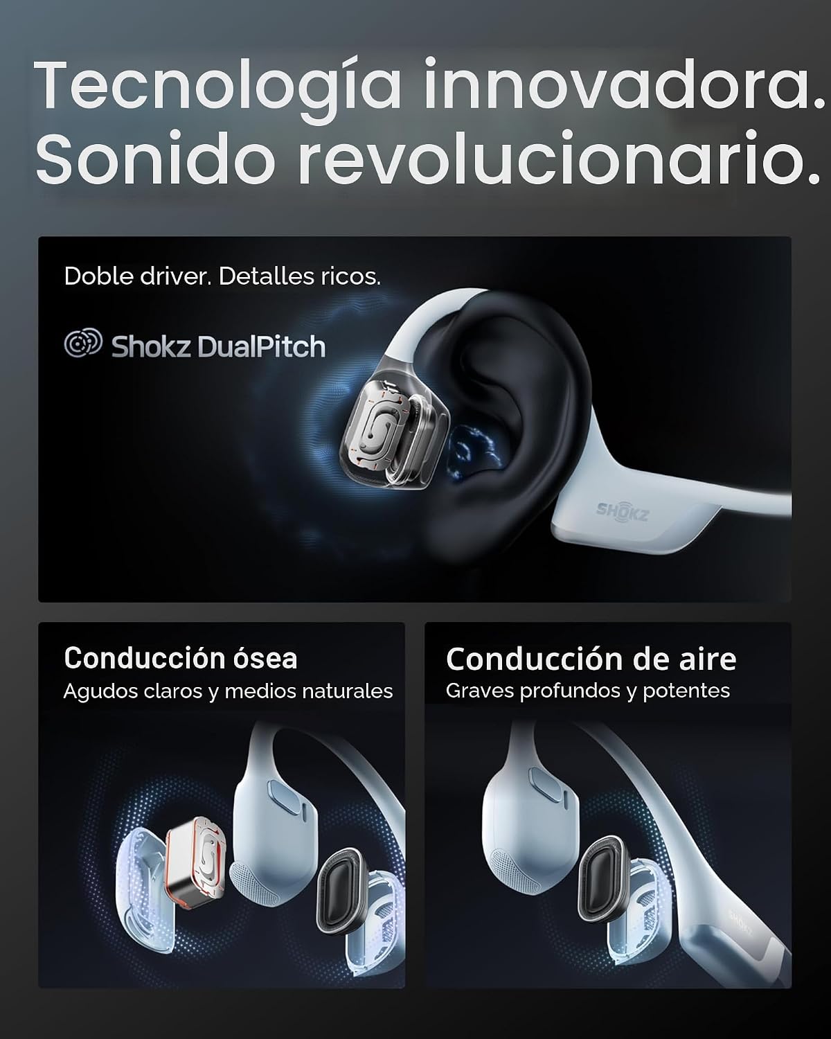 SHOKZ OpenRun Pro 2 Auriculares deportivos Bluetooth con conducción...
