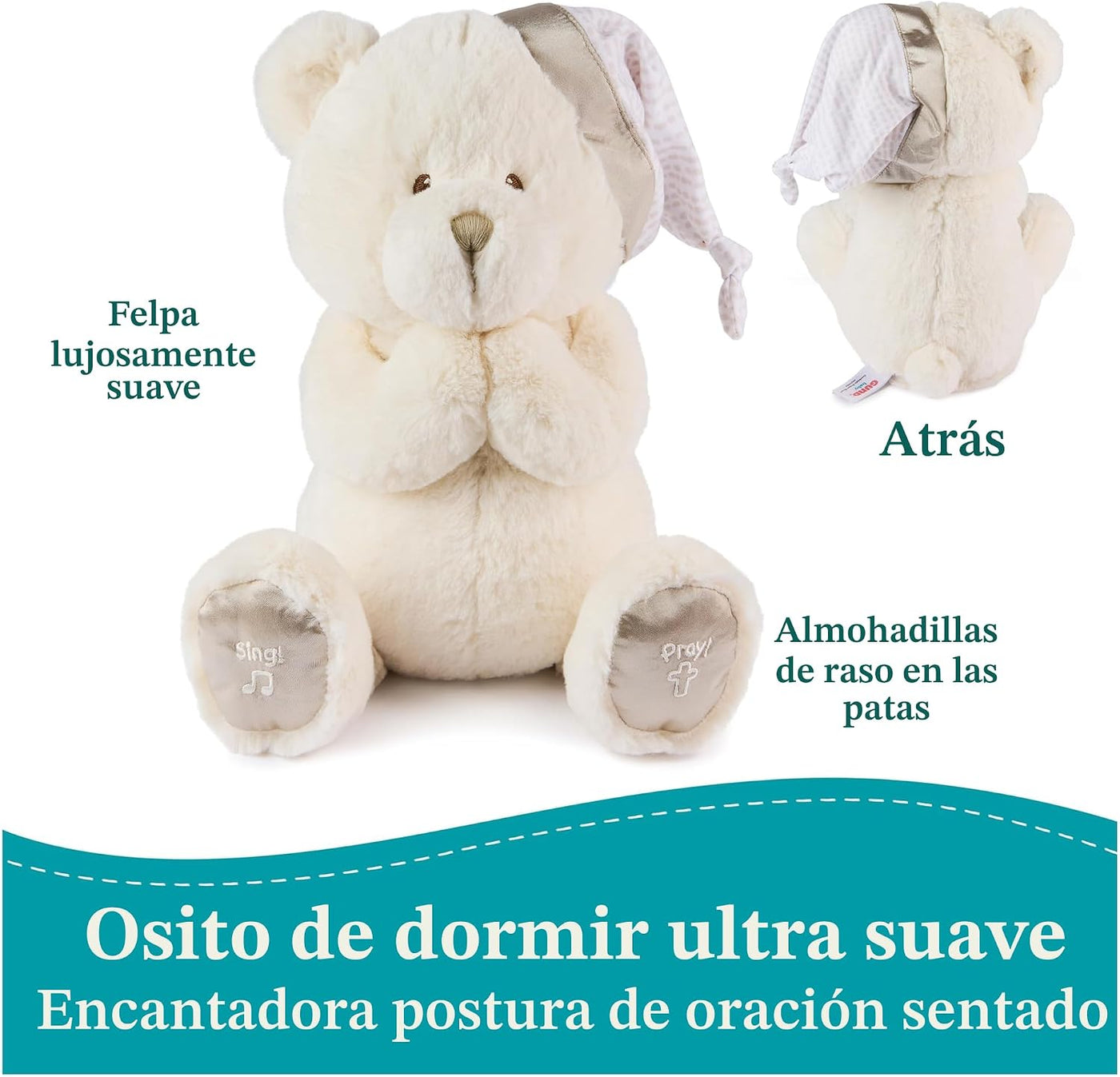 GUND Oso animado de oración de buenas noches, oso de peluche espiri...