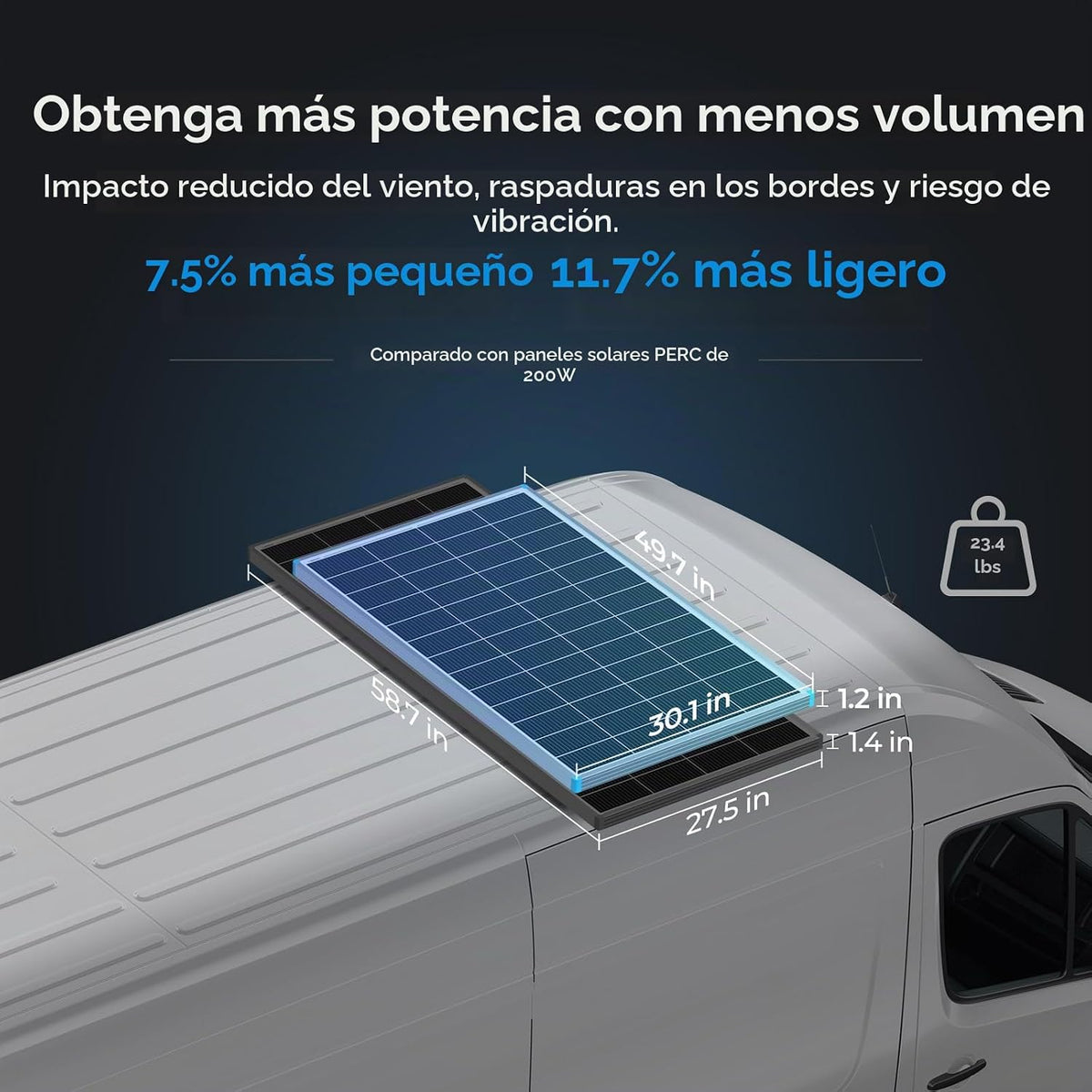 Renogy Paquete de 2 paneles solares de 200 vatios tipo N de 24 volt...