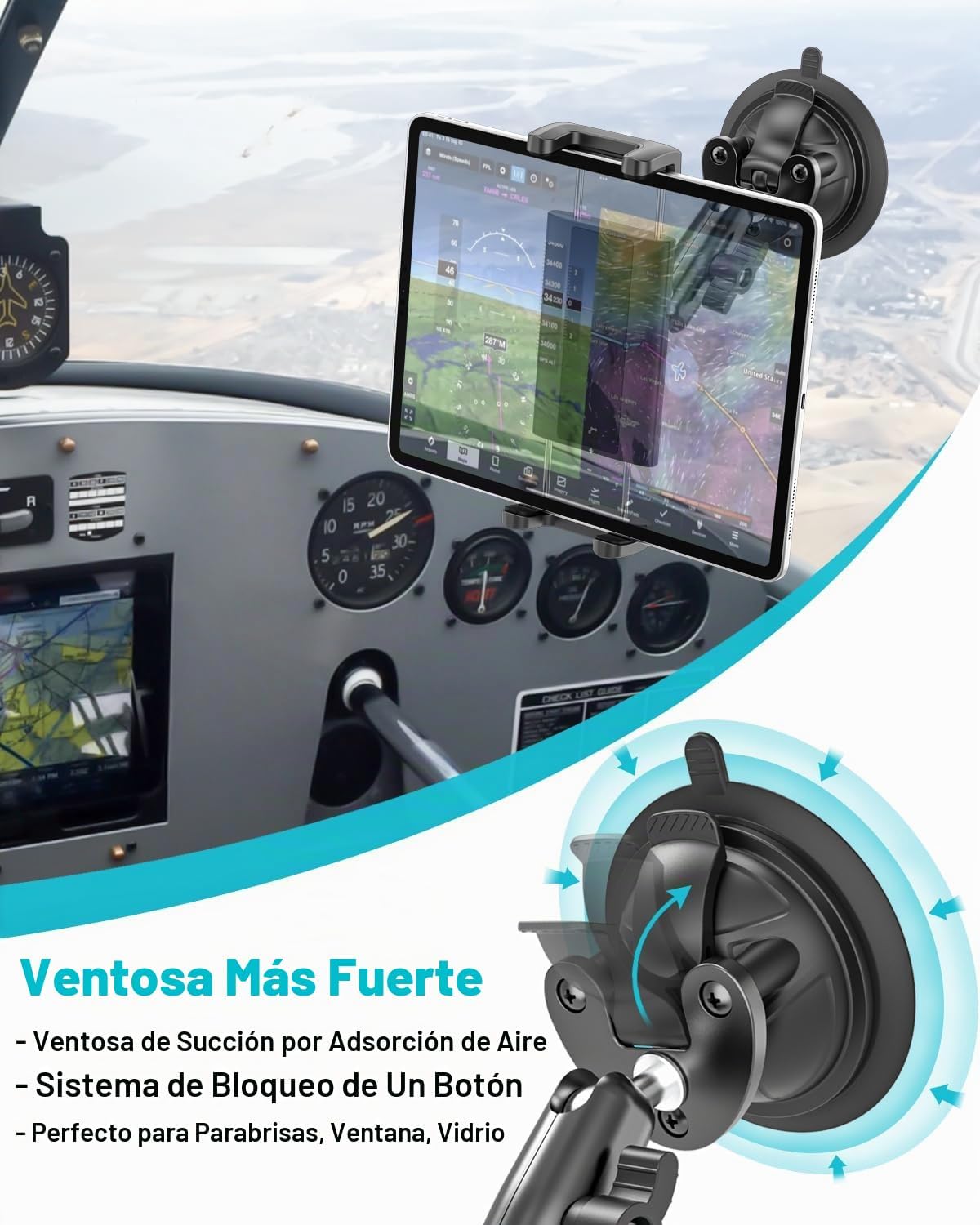 Dosvsi Soporte para tablet de pilotos, [ventosa fuerte] Soporte de...