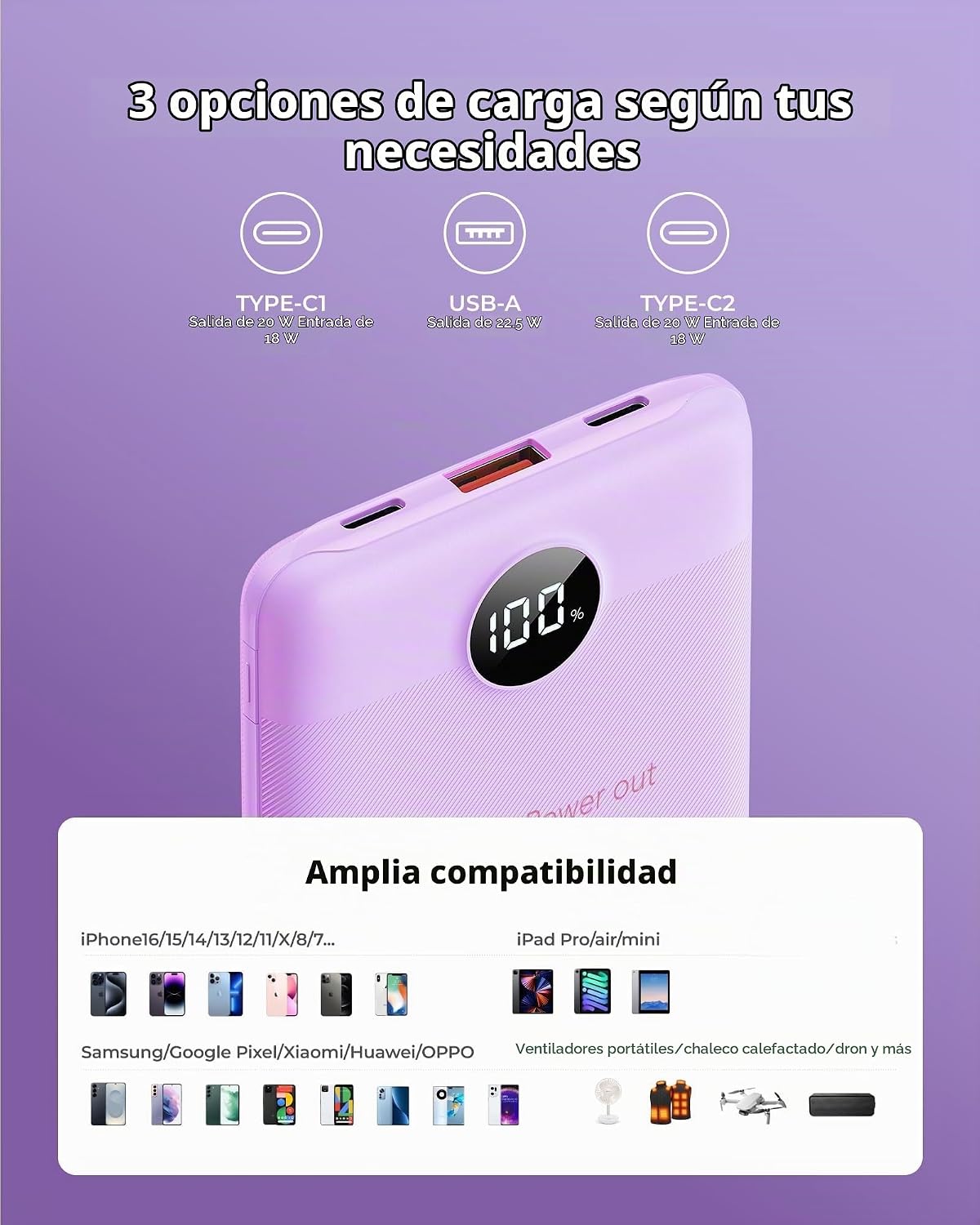 Veektomx Minicargador portátil, 10,000 mAh, 22.5 vatios, carga rápi...