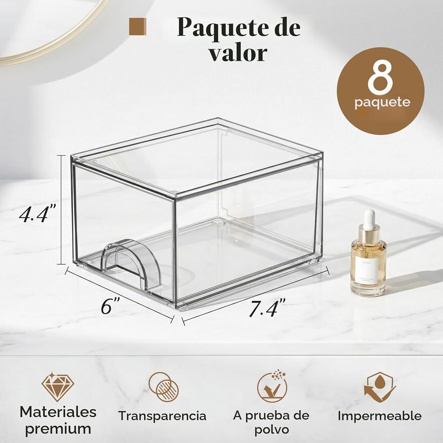 Zeawec Paquete de 8 pequeñas cajas de almacenamiento de acrílico ap...