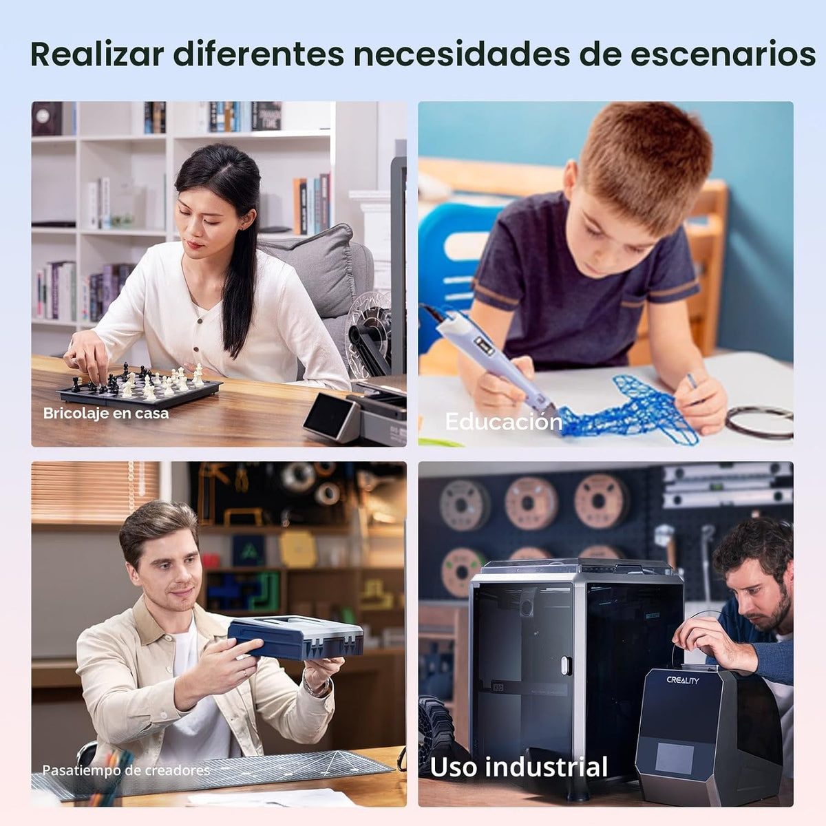 Creality Filamento de impresora 3D PLA+, 2 arcoíris y blanco y negr...