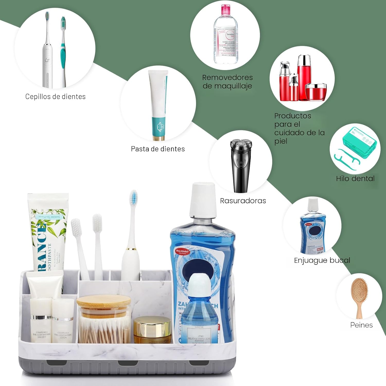 GFWARE Organizador de Encimera de Baño de Mármol - Soporte Desmonta...