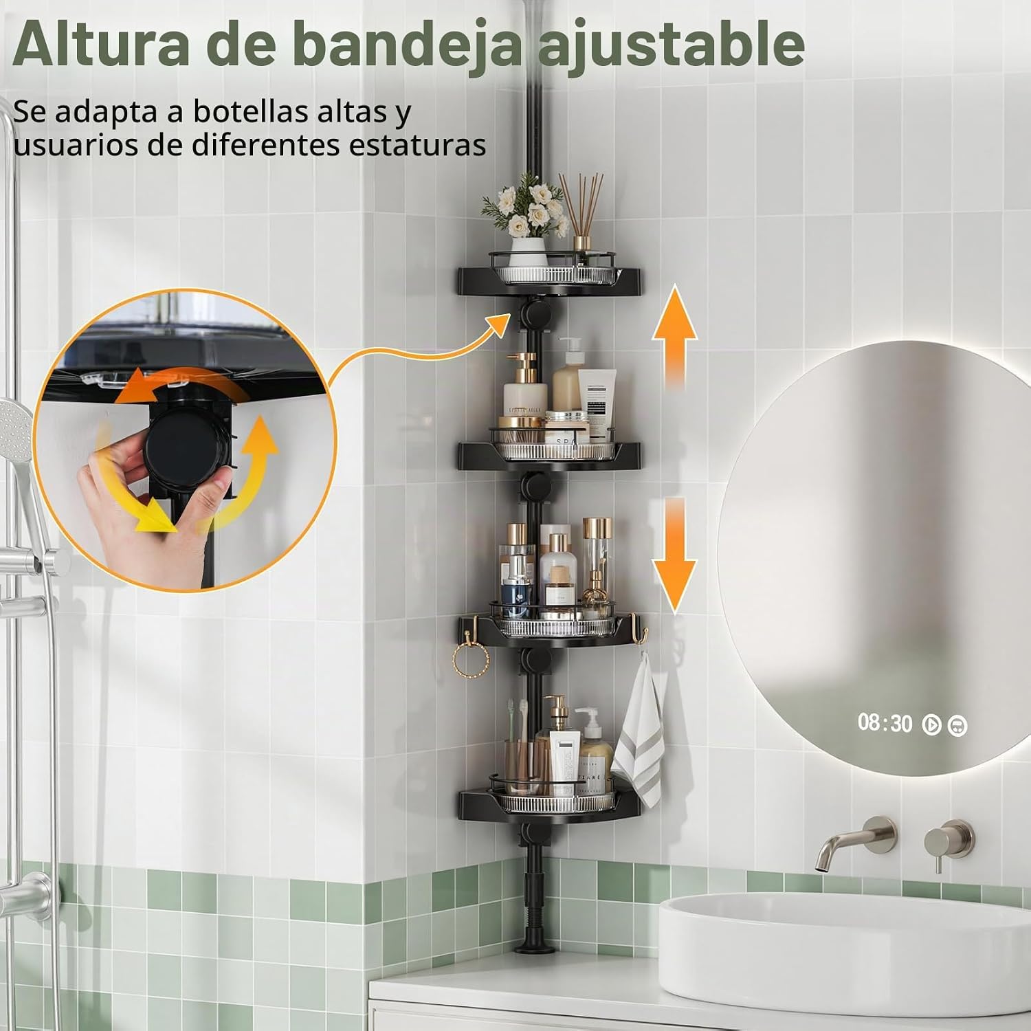 shuang qing Organizador de Ducha de Esquina Giratoria de 360° con P...