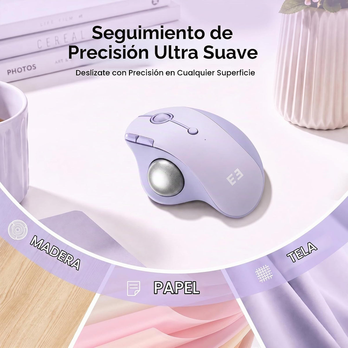 seenda Ratón inalámbrico Trackball, ratón ergonómico Bluetooth, col...