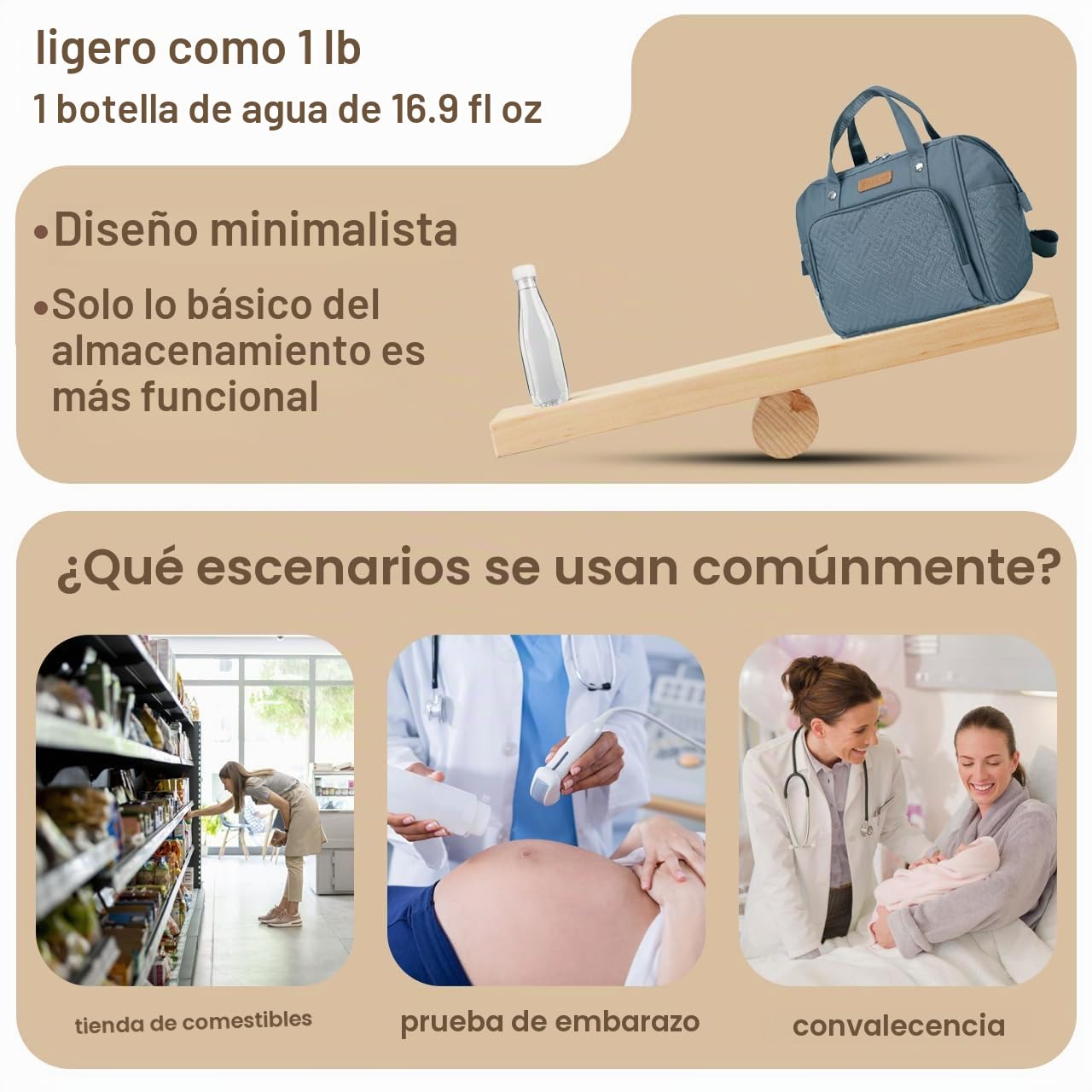 FHELAD Pequeña bolsa de pañales para mujer, mini bolsa de bebé 4 en...