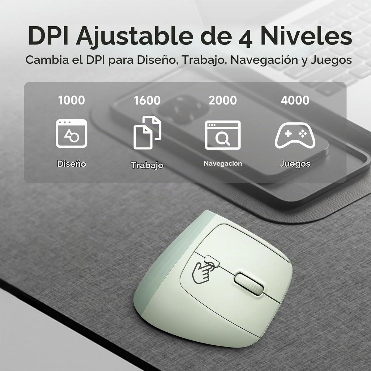 SANWA Ratón ergonómico inalámbrico para manos grandes con reposamuñ...