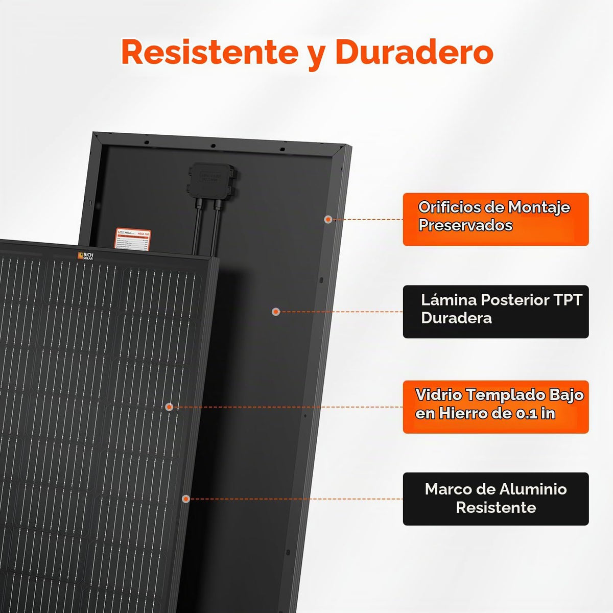 RICH SOLAR Panel solar monocristalino de celda 9BB de 100 vatios, 1...