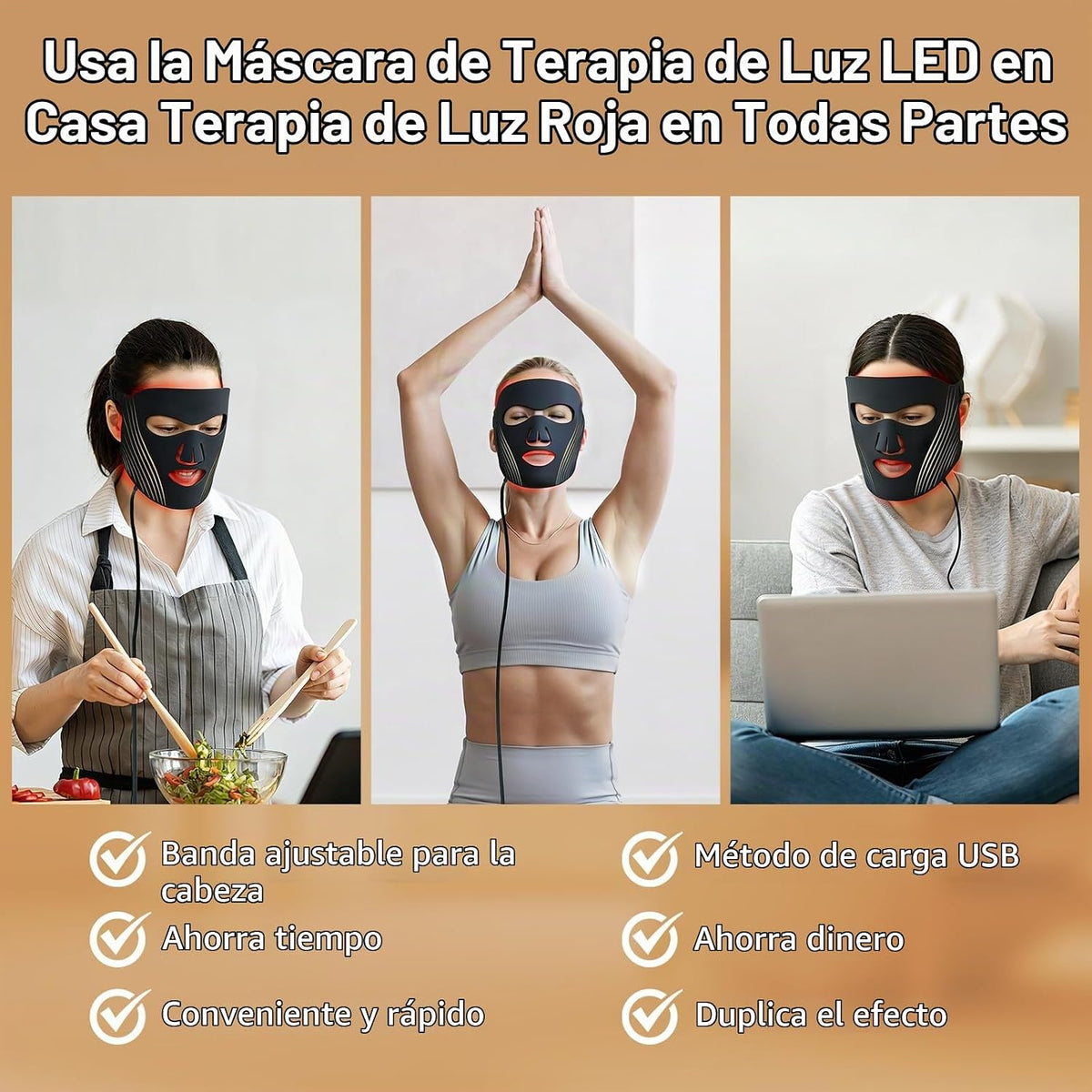 Máscara de terapia de luz roja para cara, máscara de terapia de luz...