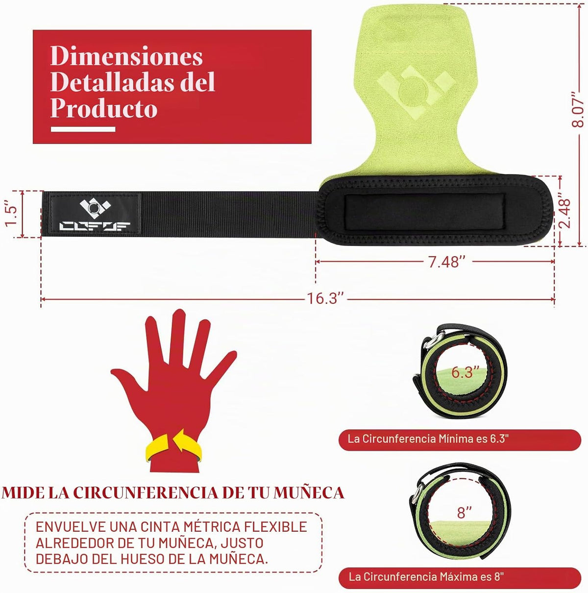 Correa de muñeca de levantamiento de pesas, cuero de doble capa par...