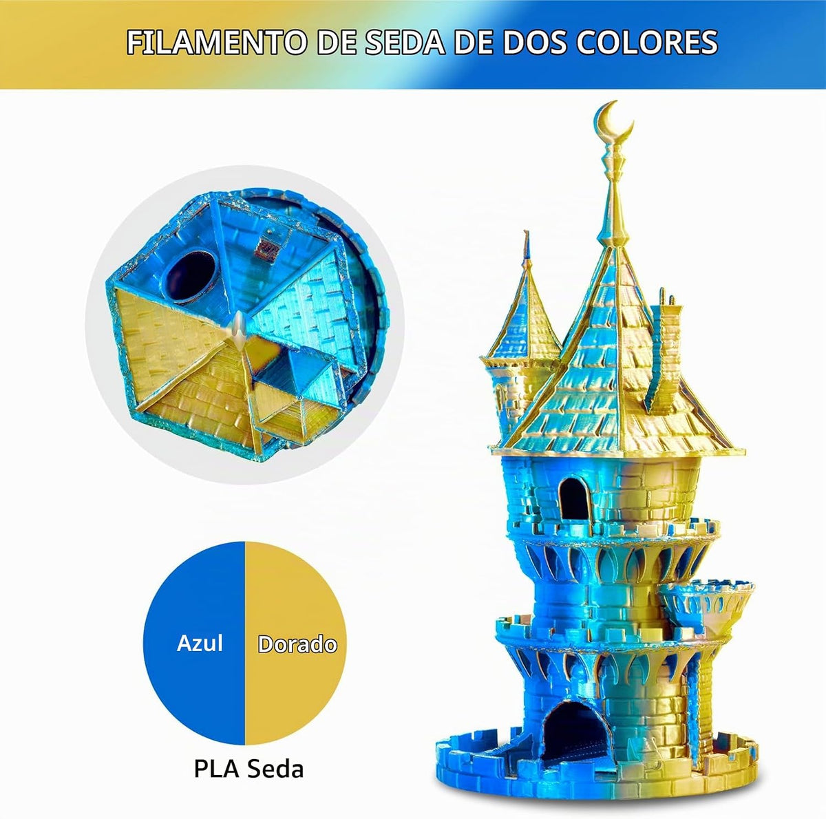 ERYONE Filamento de ácido poliláctico (PLA) de seda bicolor para im...