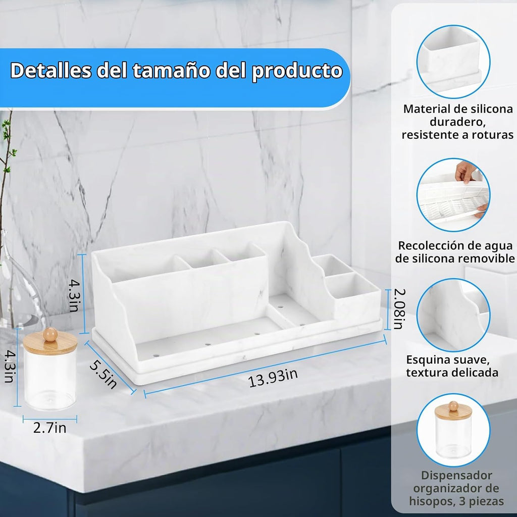 Organizador de mostrador de baño, soportes de silicona blanca para...