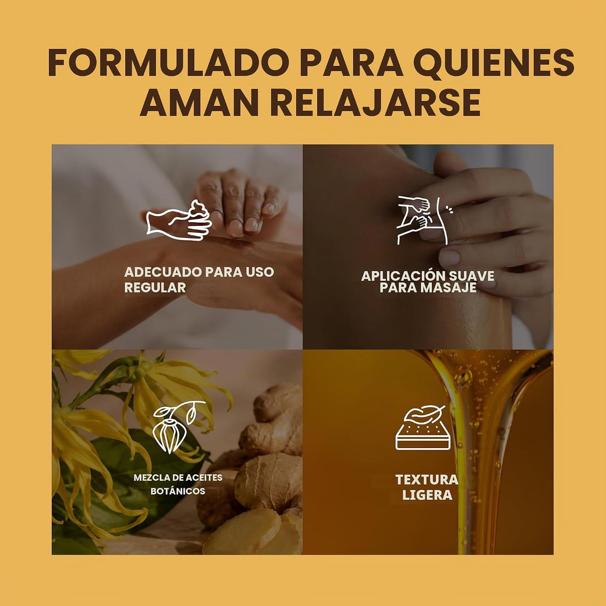 Ylang Ylang + Aceite de masaje de jengibre para terapia de masaje y...