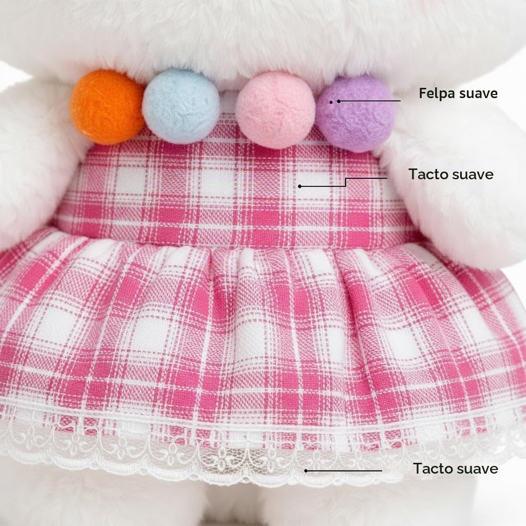 AlphaDesignLuxe Juguete de peluche de gatito con vestido rosa de 12...
