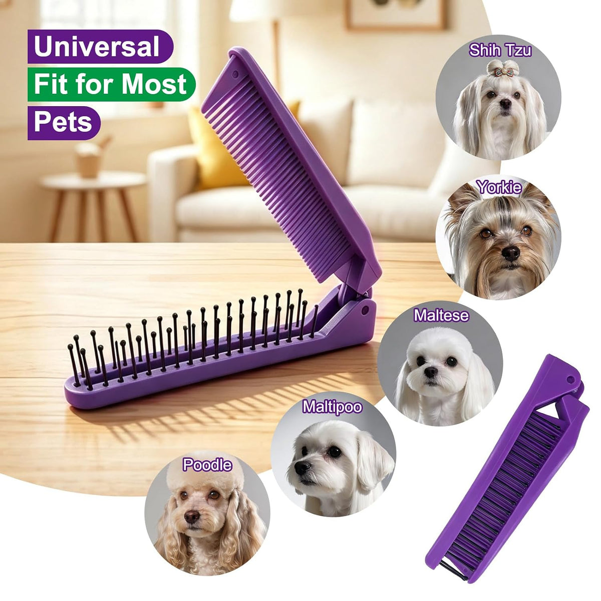 MAEELOU Cepillo plegable para perros pequeños (verde) | Perfecto pa...