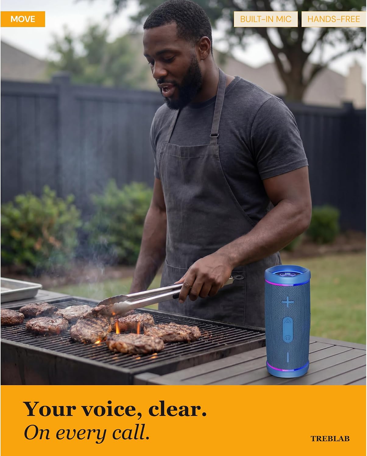TREBLAB HD77 Altavoz Bluetooth impermeable, graves profundos de 30...