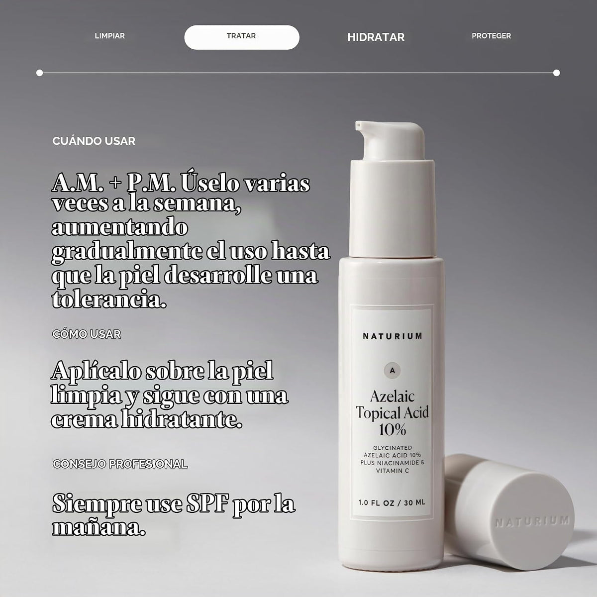 Naturium Ácido Azelaico Tópico 10%, tratamiento de belleza para el...