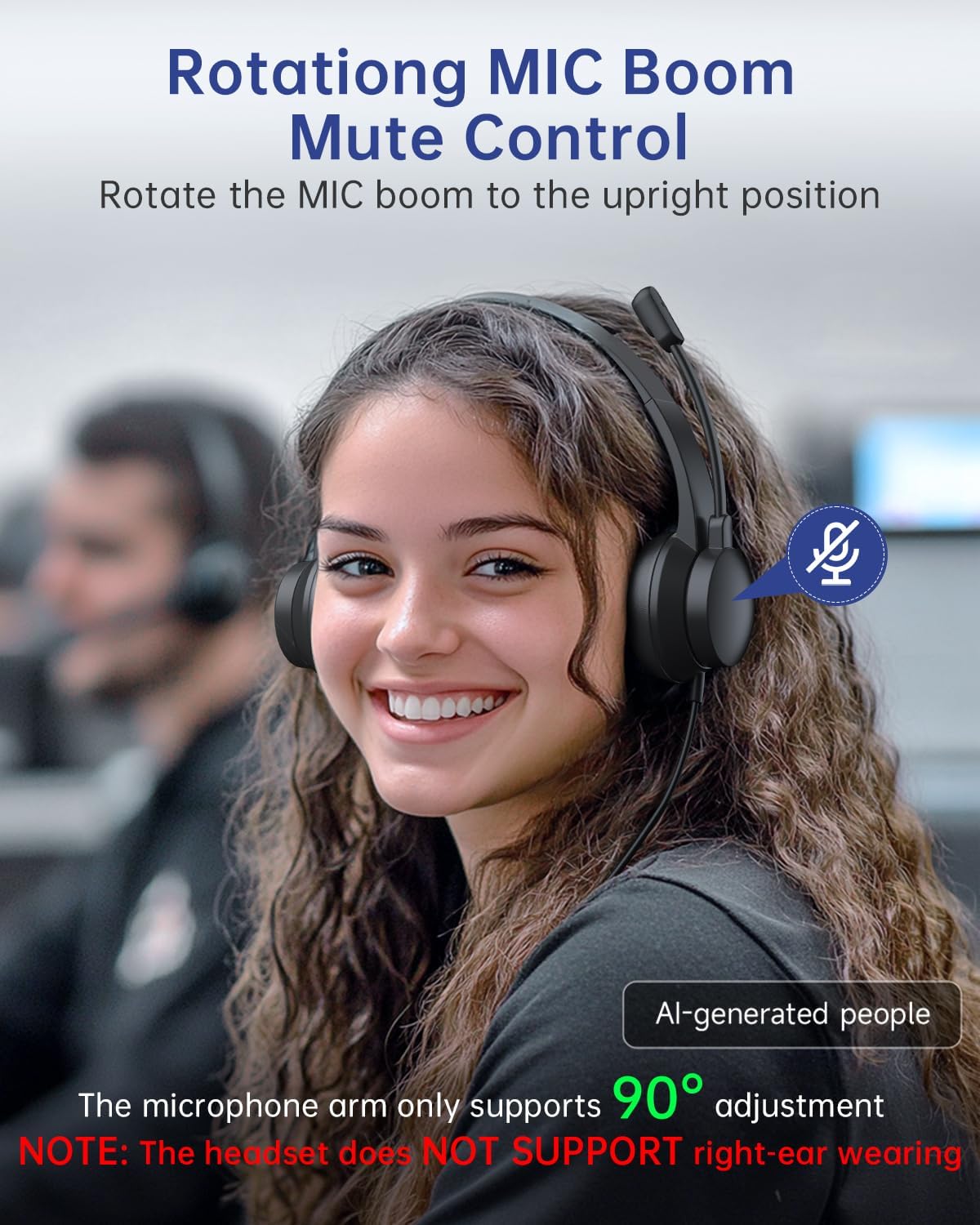 AOC Auriculares USB con micrófono para PC, auriculares con cable co...