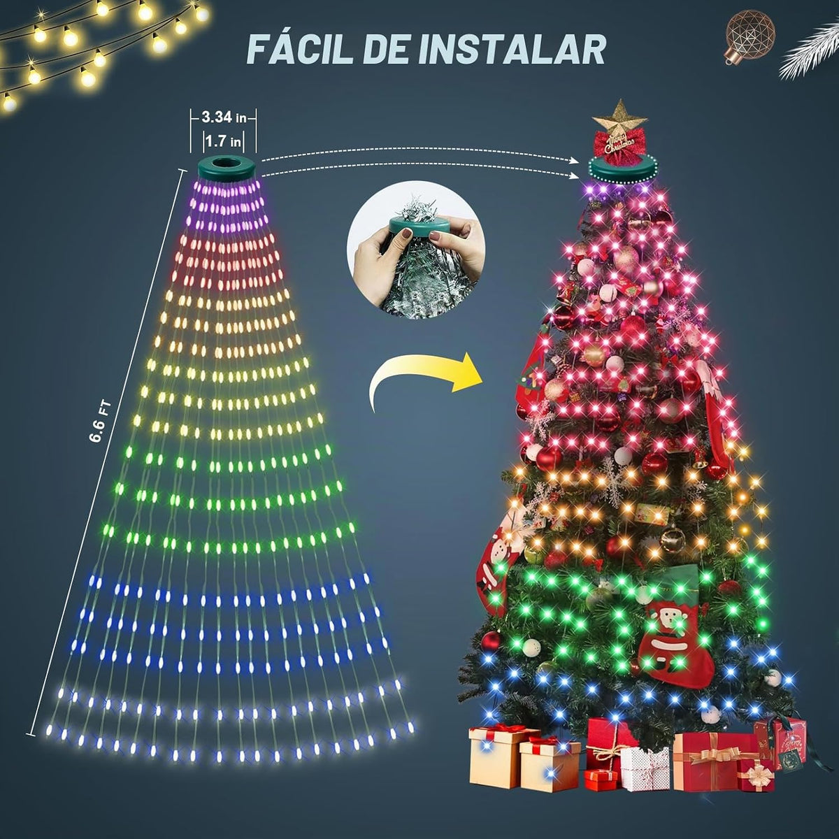 ASTRAEA Luces inteligentes para árbol de Navidad de 400 LED con apl...