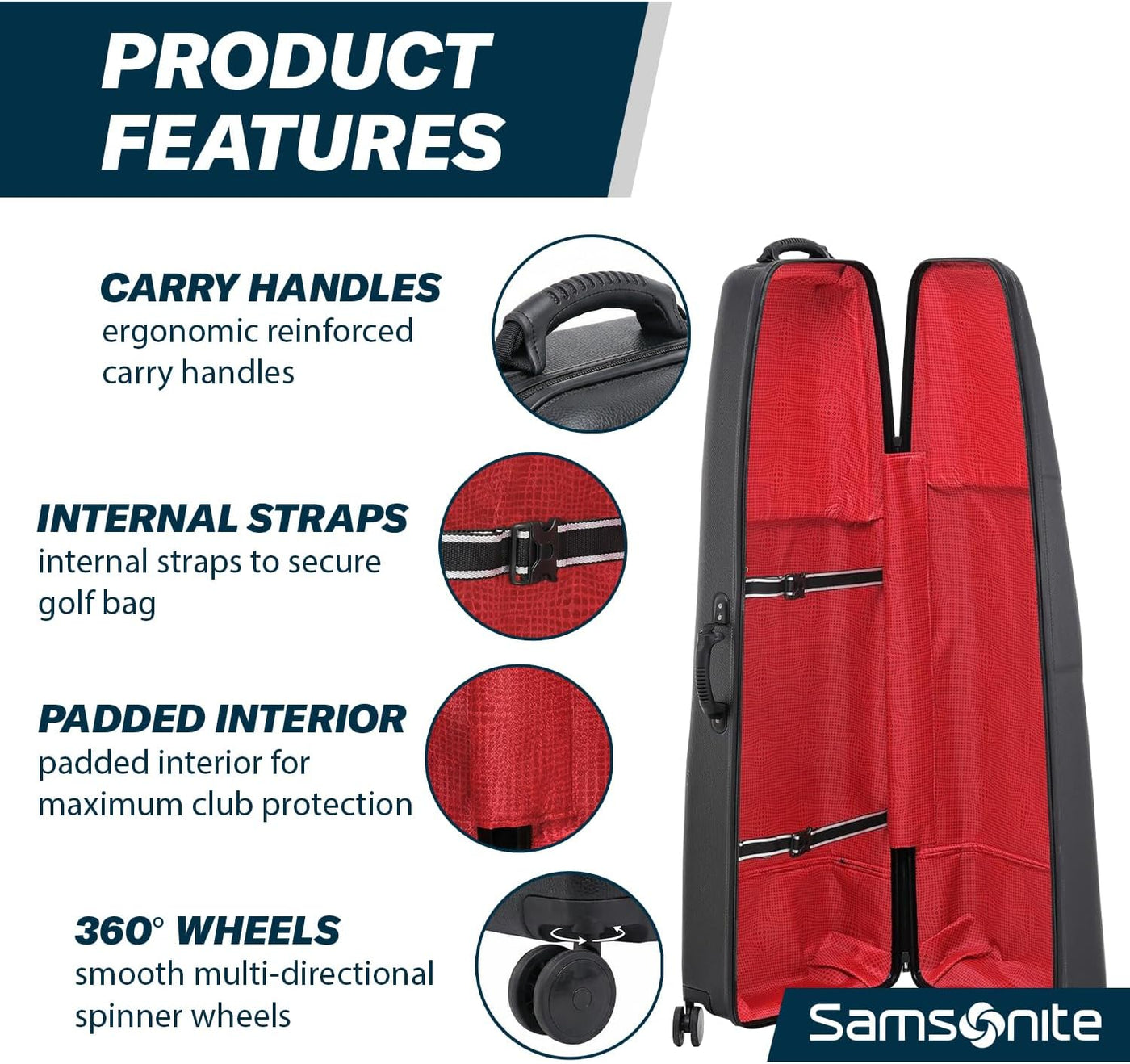Samsonite Tour Deluxe - Funda rígida para golf, bolsa de viaje de g...