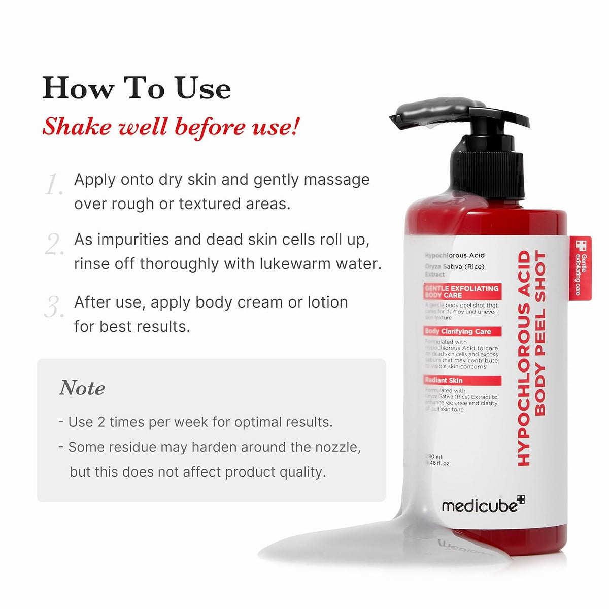medicube Body Peel Shot Duo - Disparo corporal con ácido hipocloros...
