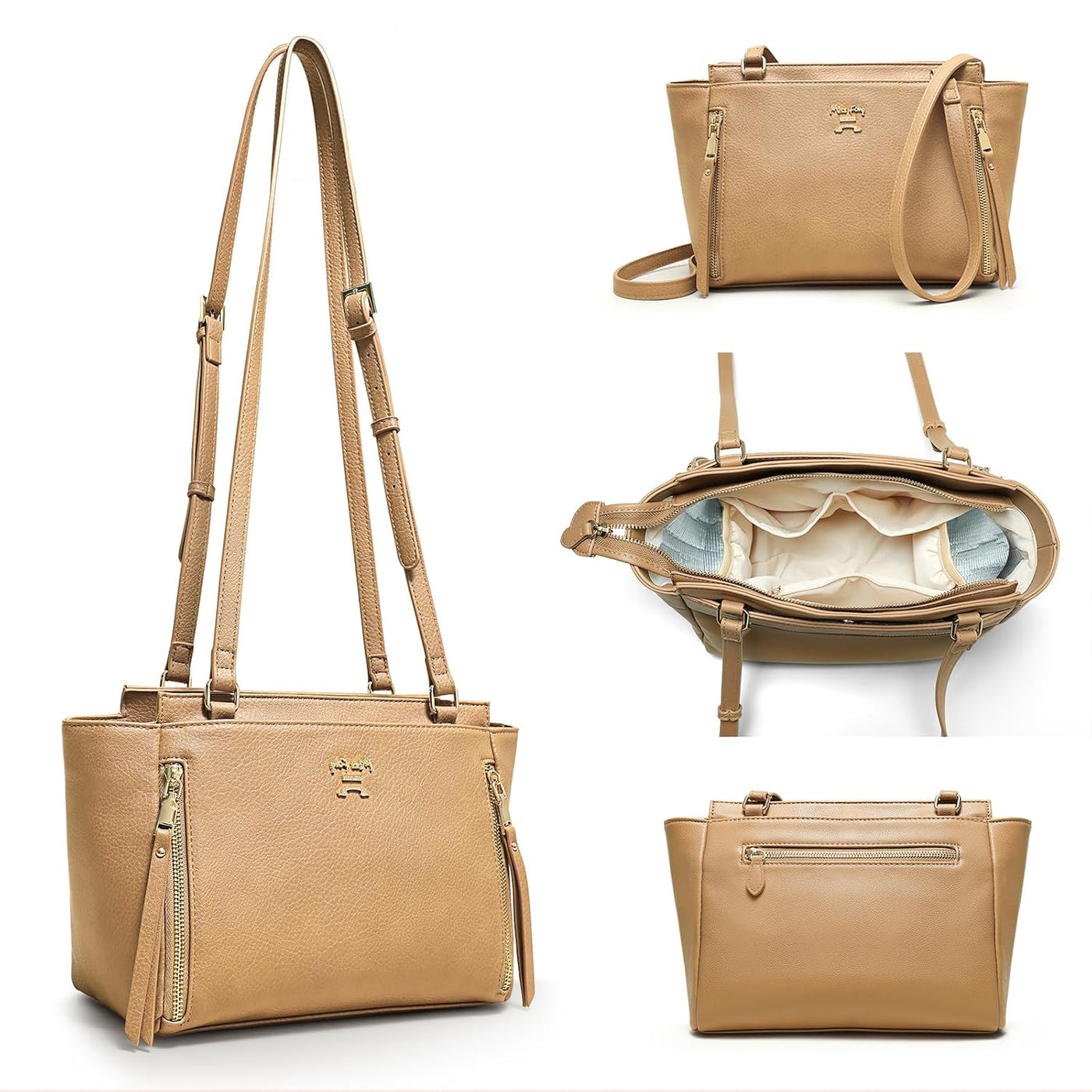 miss fong Bolsa de pañales pequeña de cuero para pañales, bolsas de...