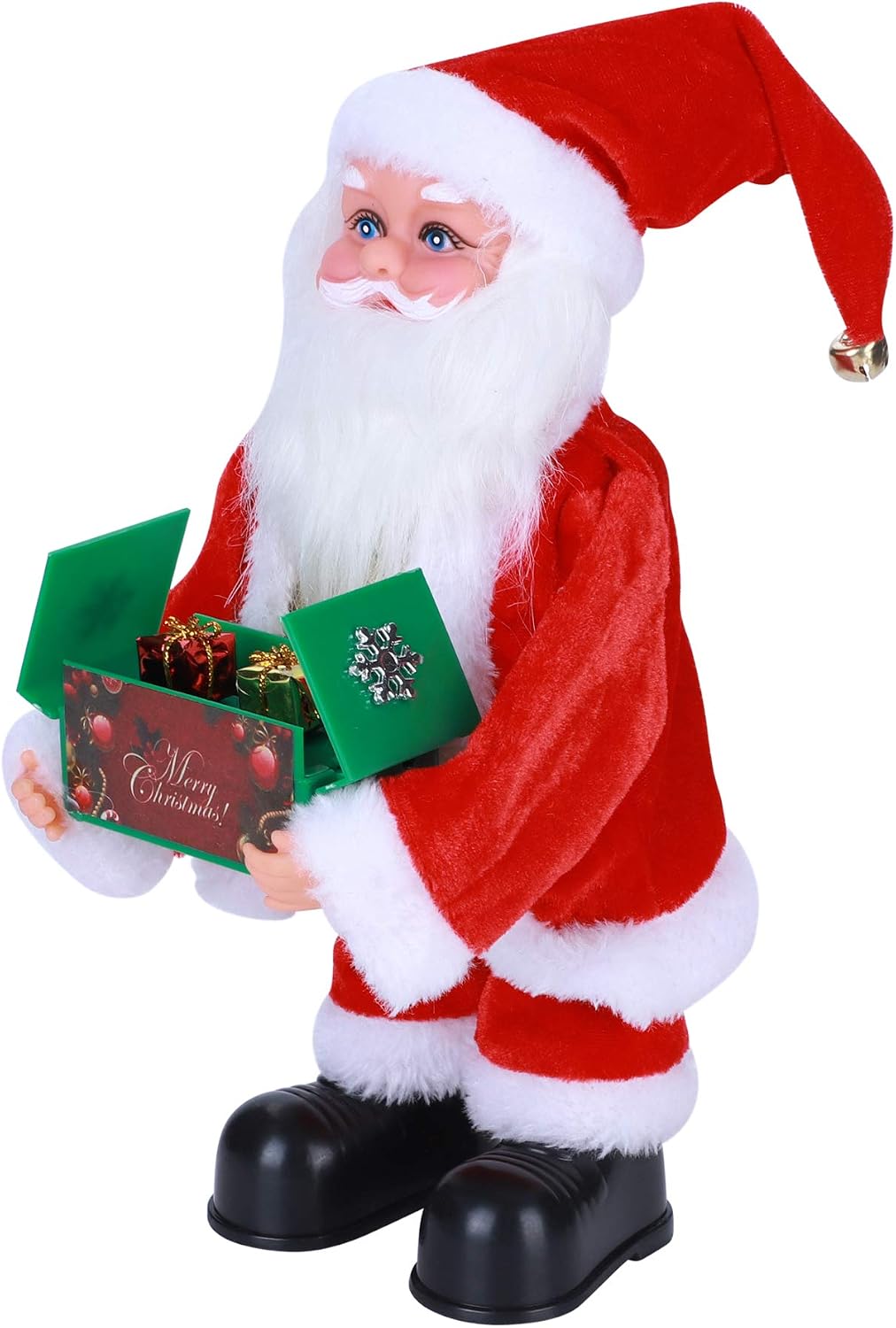 Caja de regalo iluminada con apertura eléctrica de Papá Noel, figur...