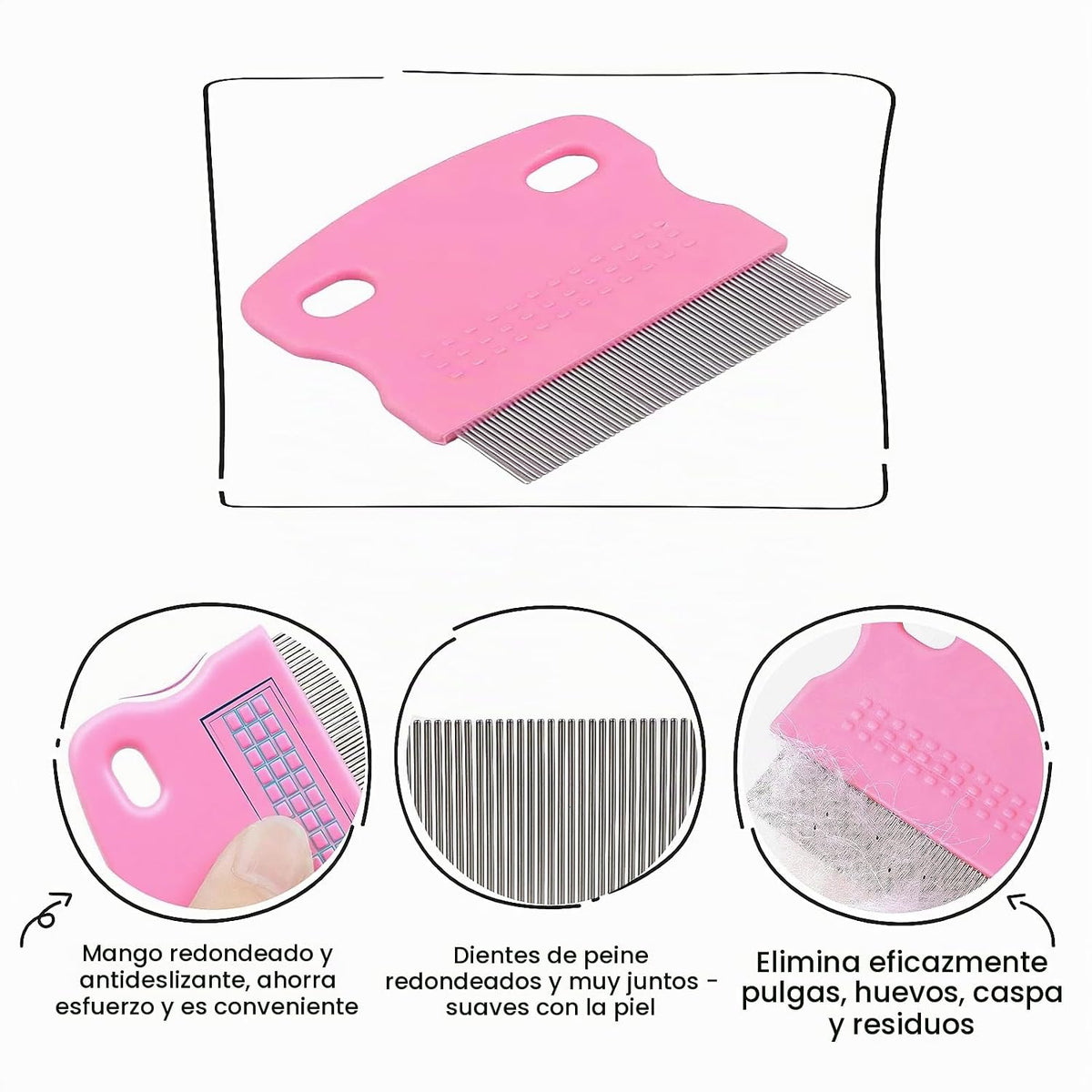 MEDUWEDU Juego de 5 peines para pulgas y piojos para gatos, perros...