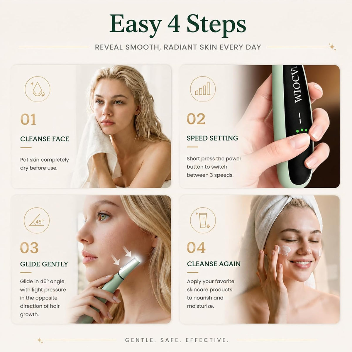 Wiocv Sonic Dermaplane Razor para las mujeres cara facial eléctrico...