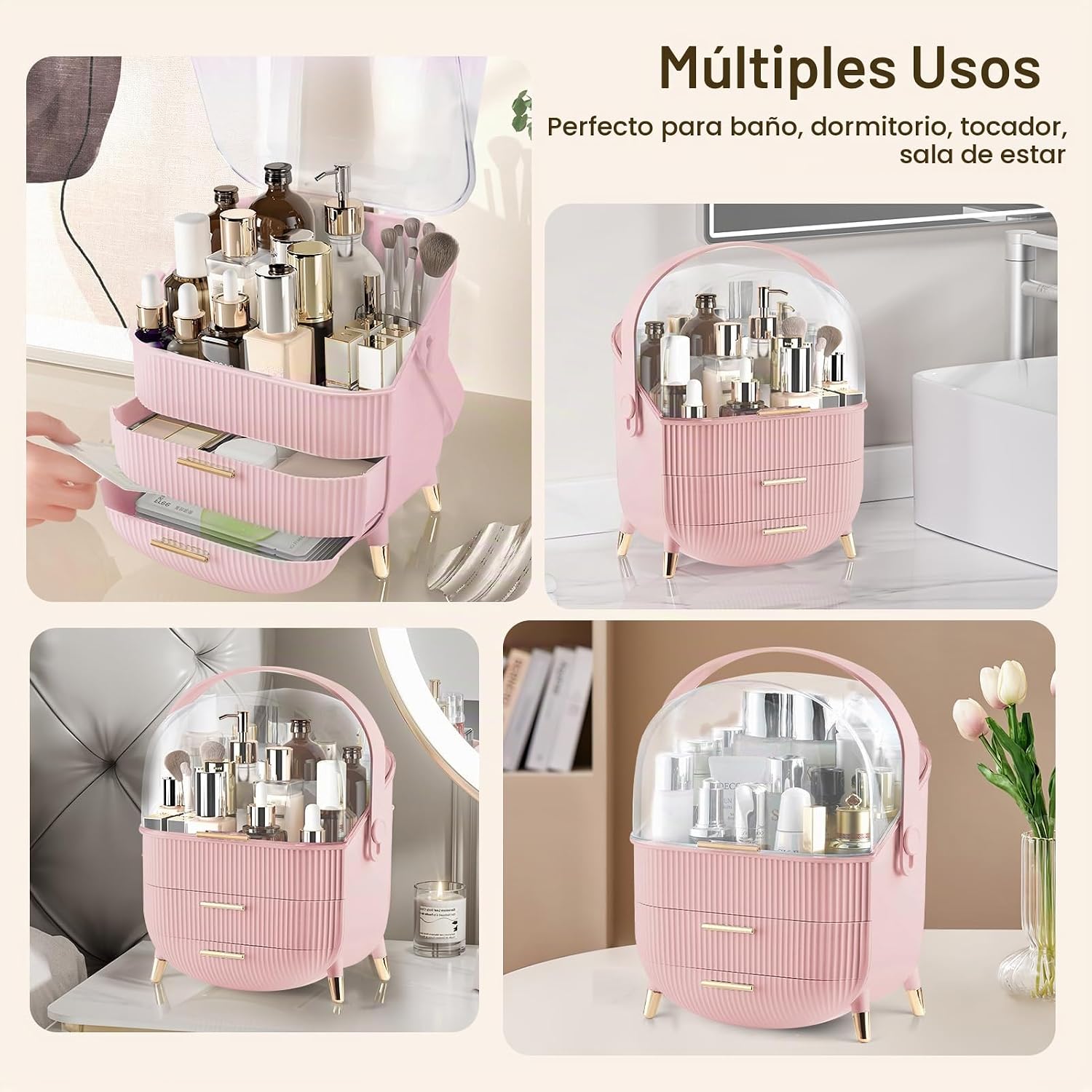 Organizador de maquillaje para tocador, organizador de cosméticos y...