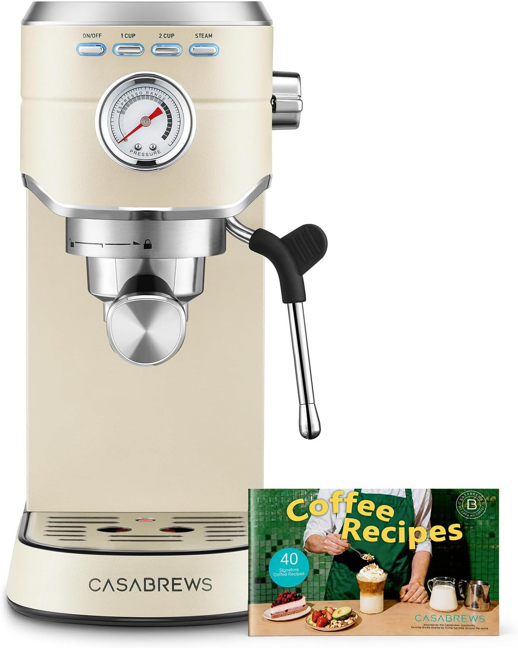 Máquina de espresso CASABREWS de 20 bares, cafetera profesional con varita espumadora de leche, máquina de café espresso con tanque de agua extraíble de 34 oz, regalo para amantes del café