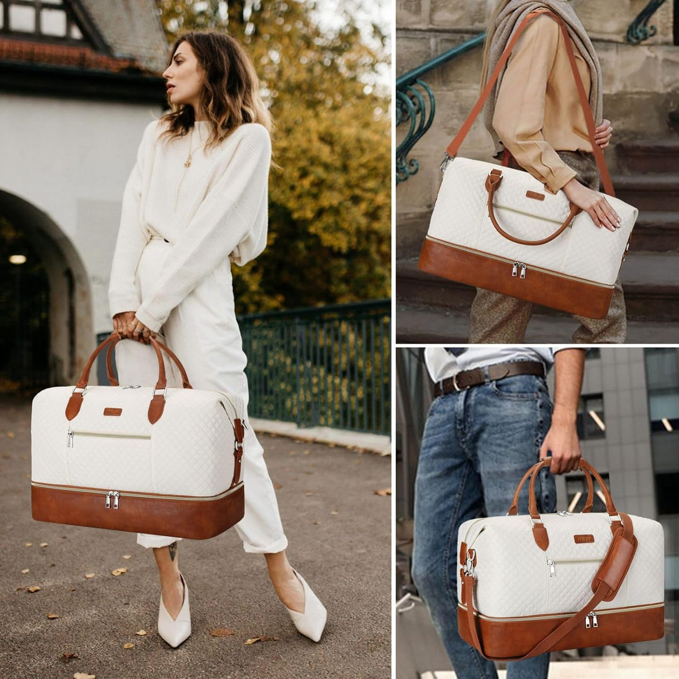 Bolsa de fin de semana para mujer, bolsa de viaje de nailon, con co...