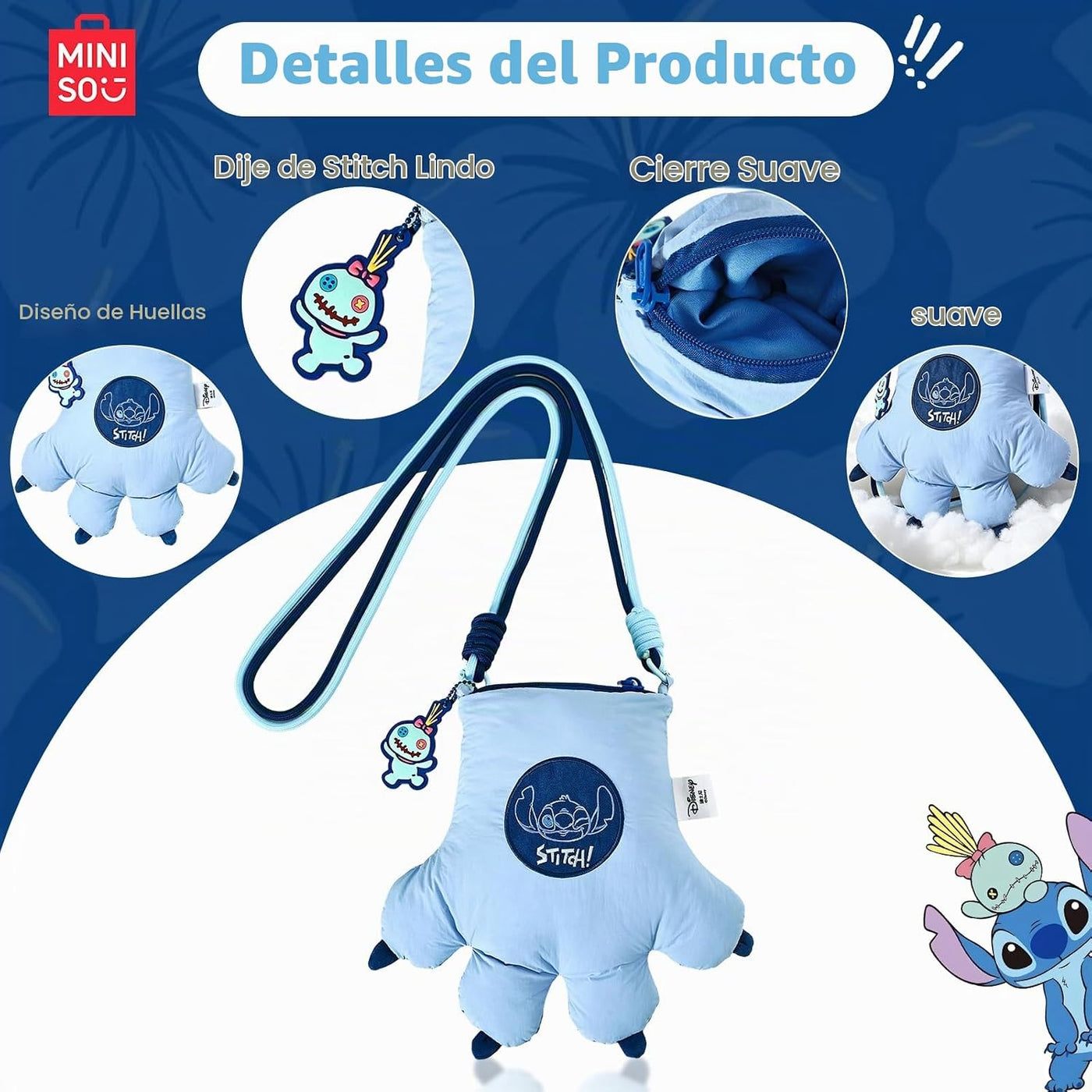 MINISO Disney Stitch Crossbody Lilo &amp; Stitch Billetera de dibuj...