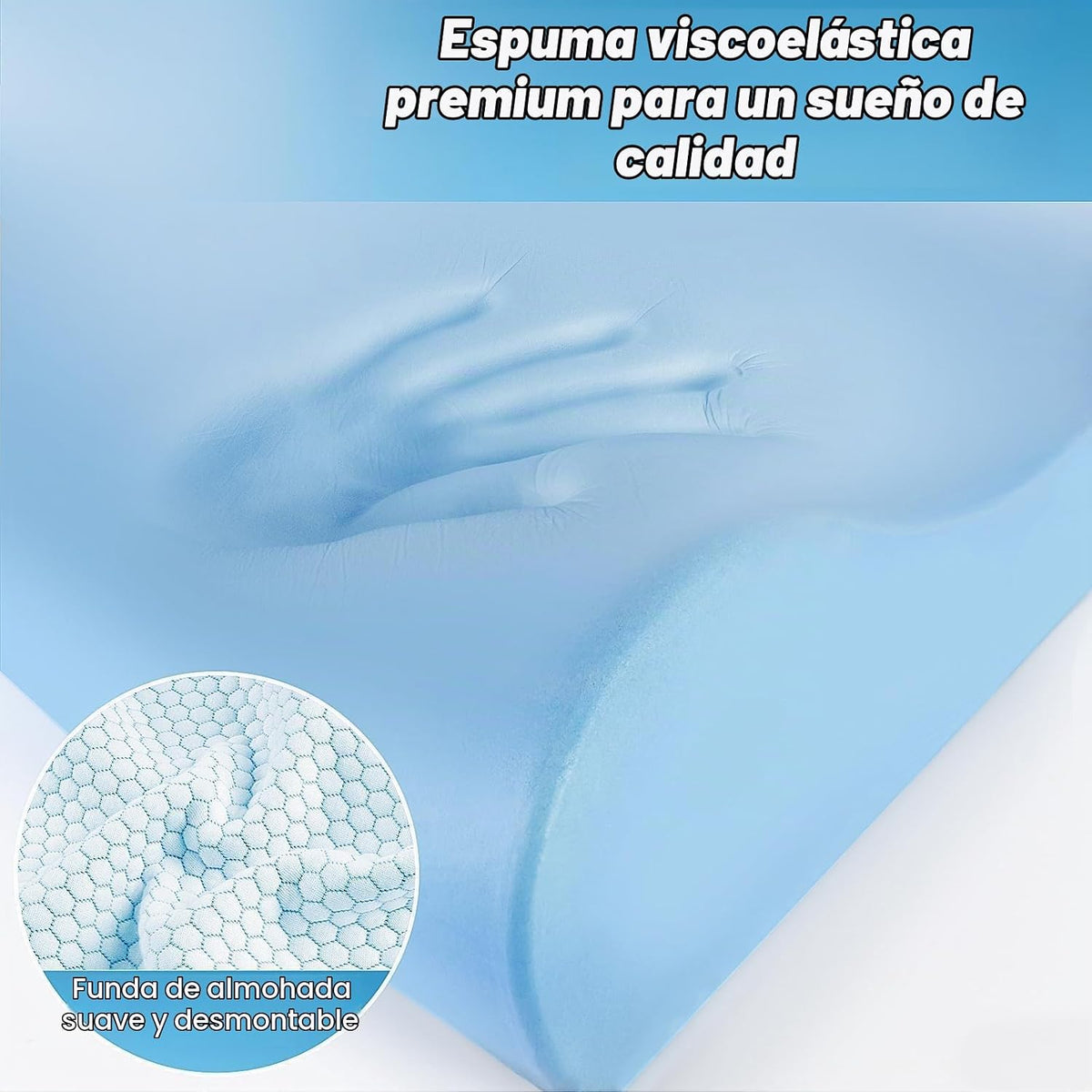 Almohada cervical ergonómica para dormir, tamaño estándar azul | Al...