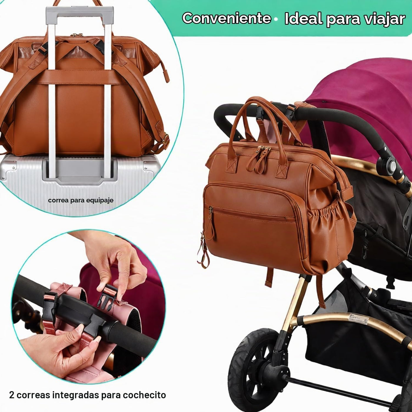 LORADI - Bolsa de pañales grande (marrón, grande, 20 litros) | 14 b...